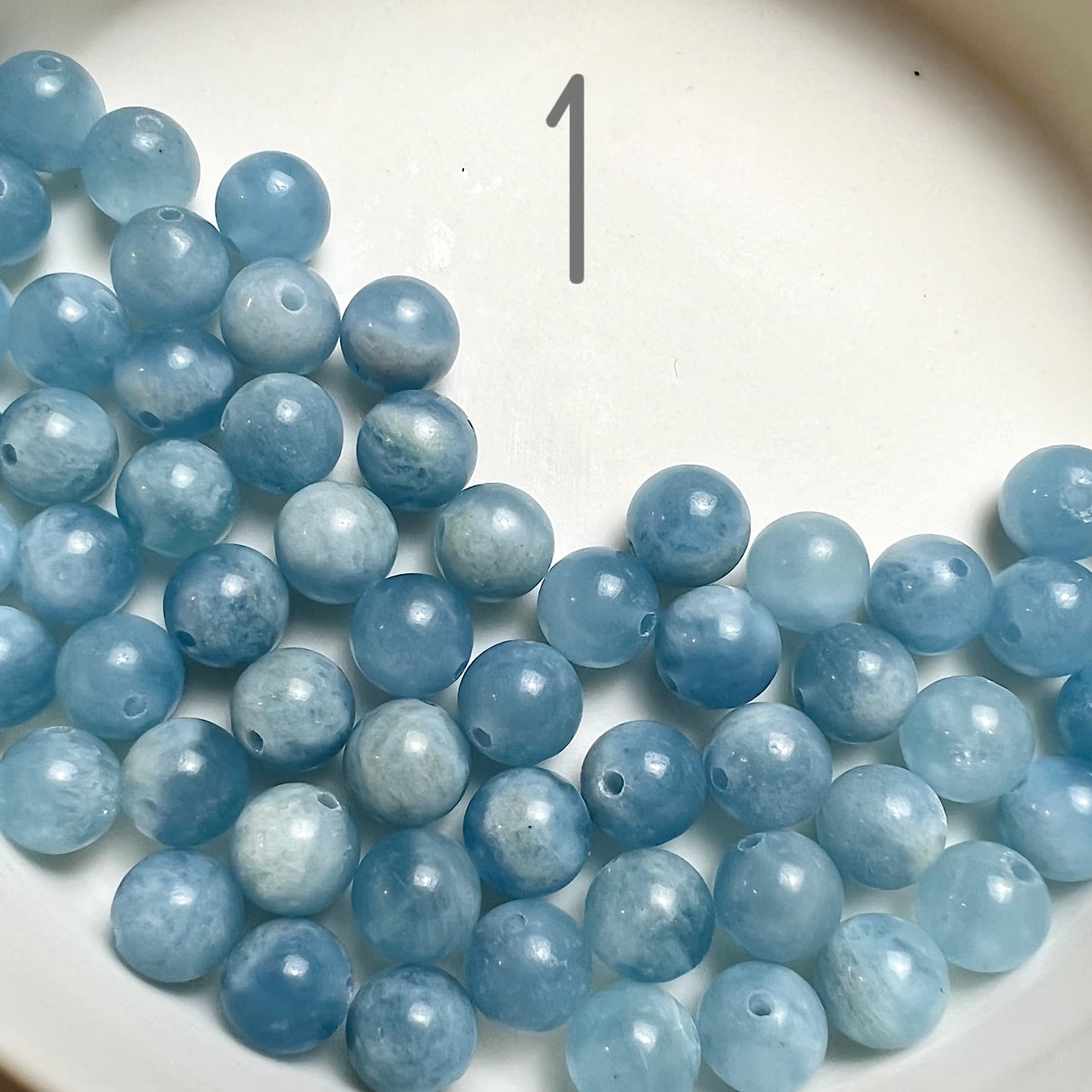 Perles rondes lisses en Aigue-marine grade A de 7 mm ( lot de 6 )