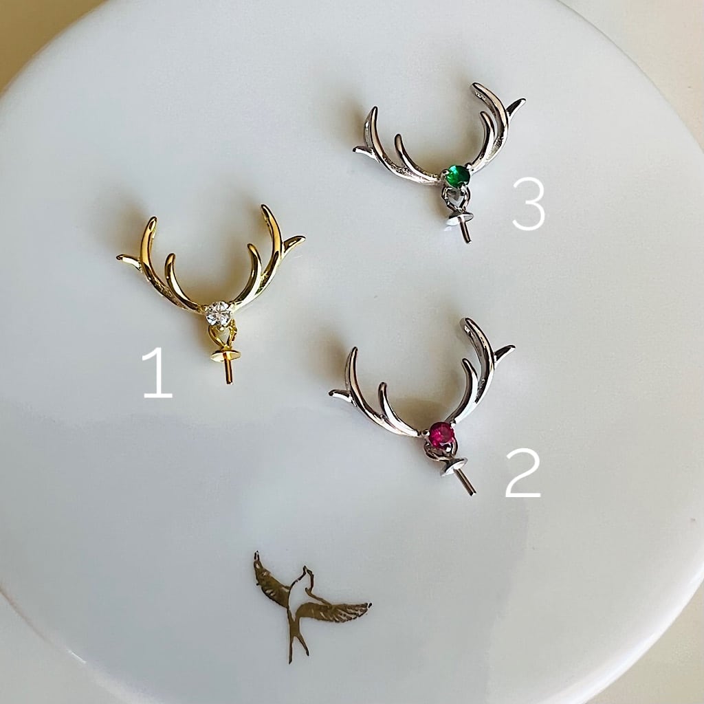 Bélières à coller " Cerf " dorées ou argentées, en argent 925 et zirconium au choix ( à l&