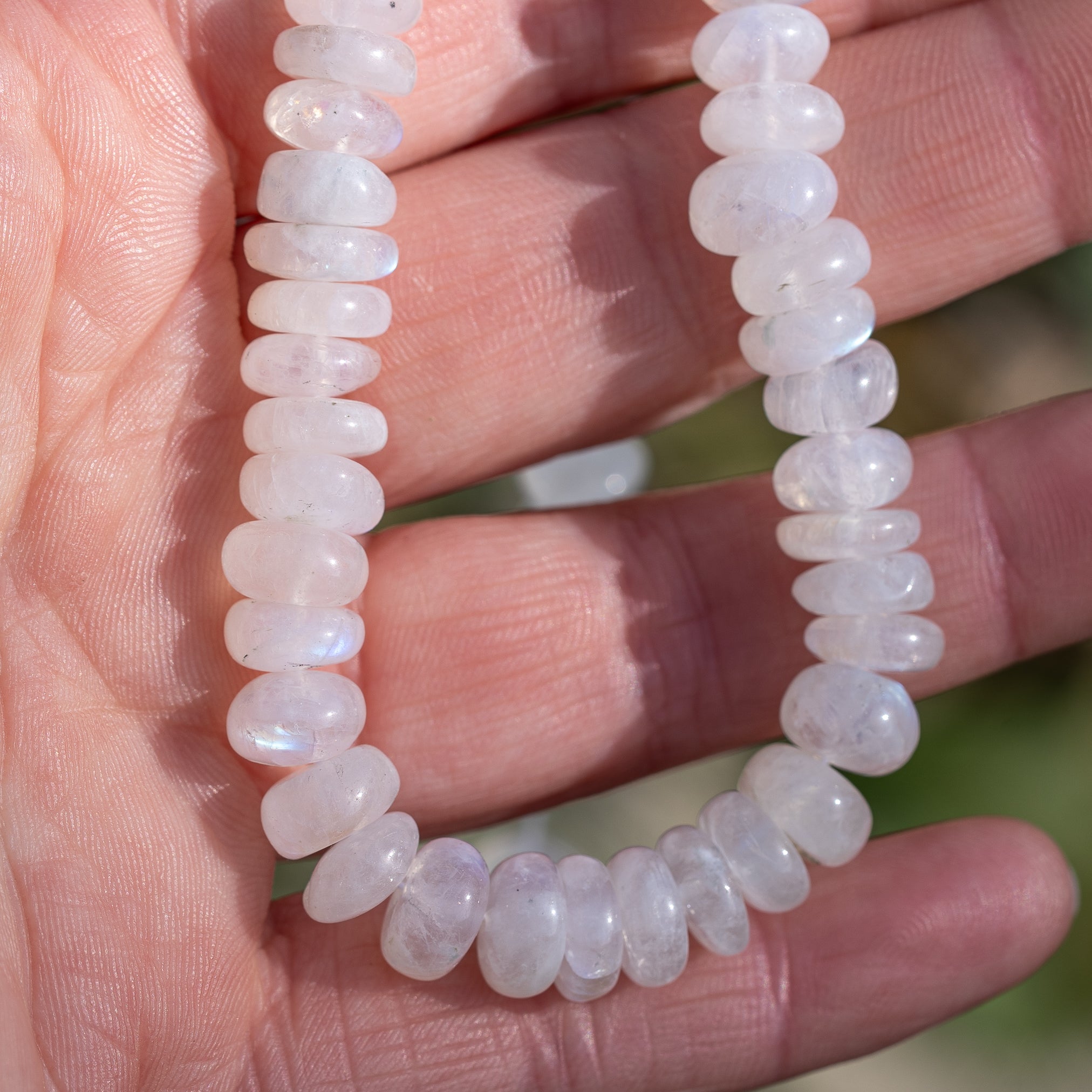 Perles rondelles lisses de Labradorite blanche de env 8,5/9 x 3/5 mm ( lot de 4 )