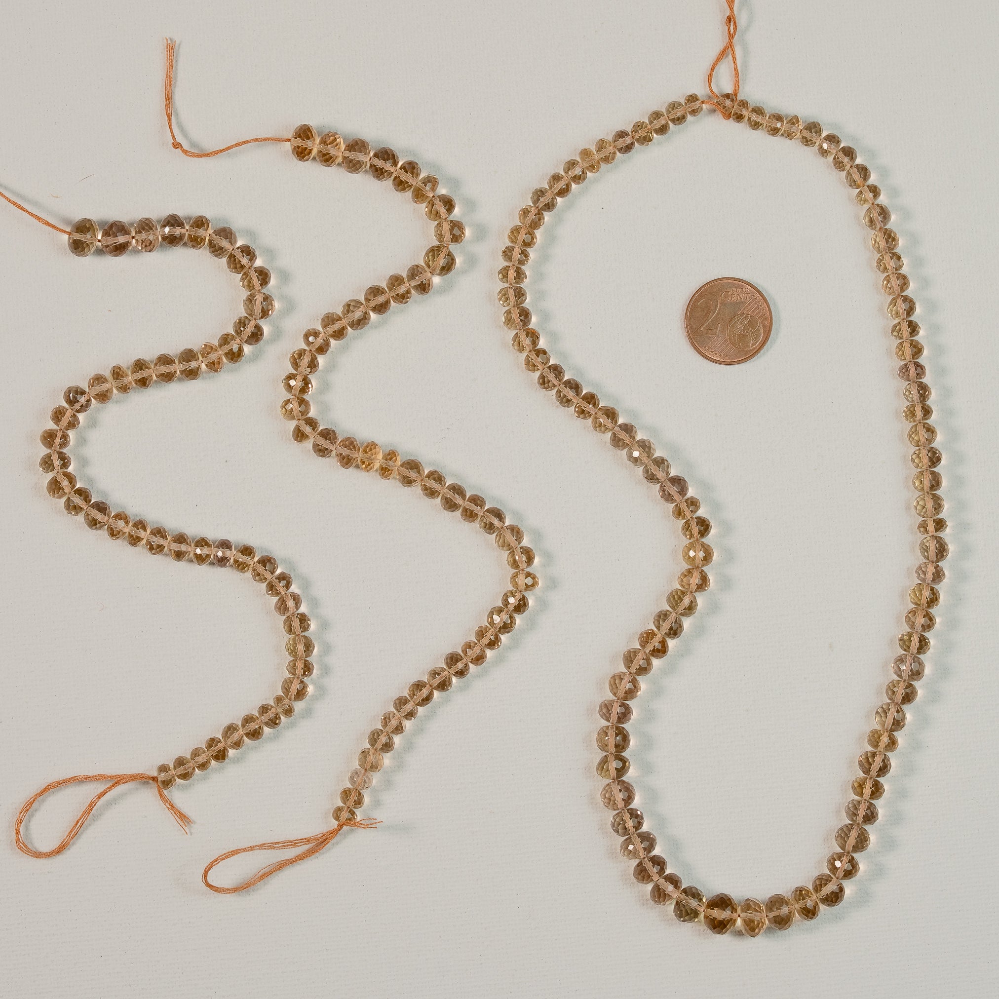 Fils de 22 ou 43 cm de perles rondelles facettes de Citrine naturelle de env 5 à 9 mm