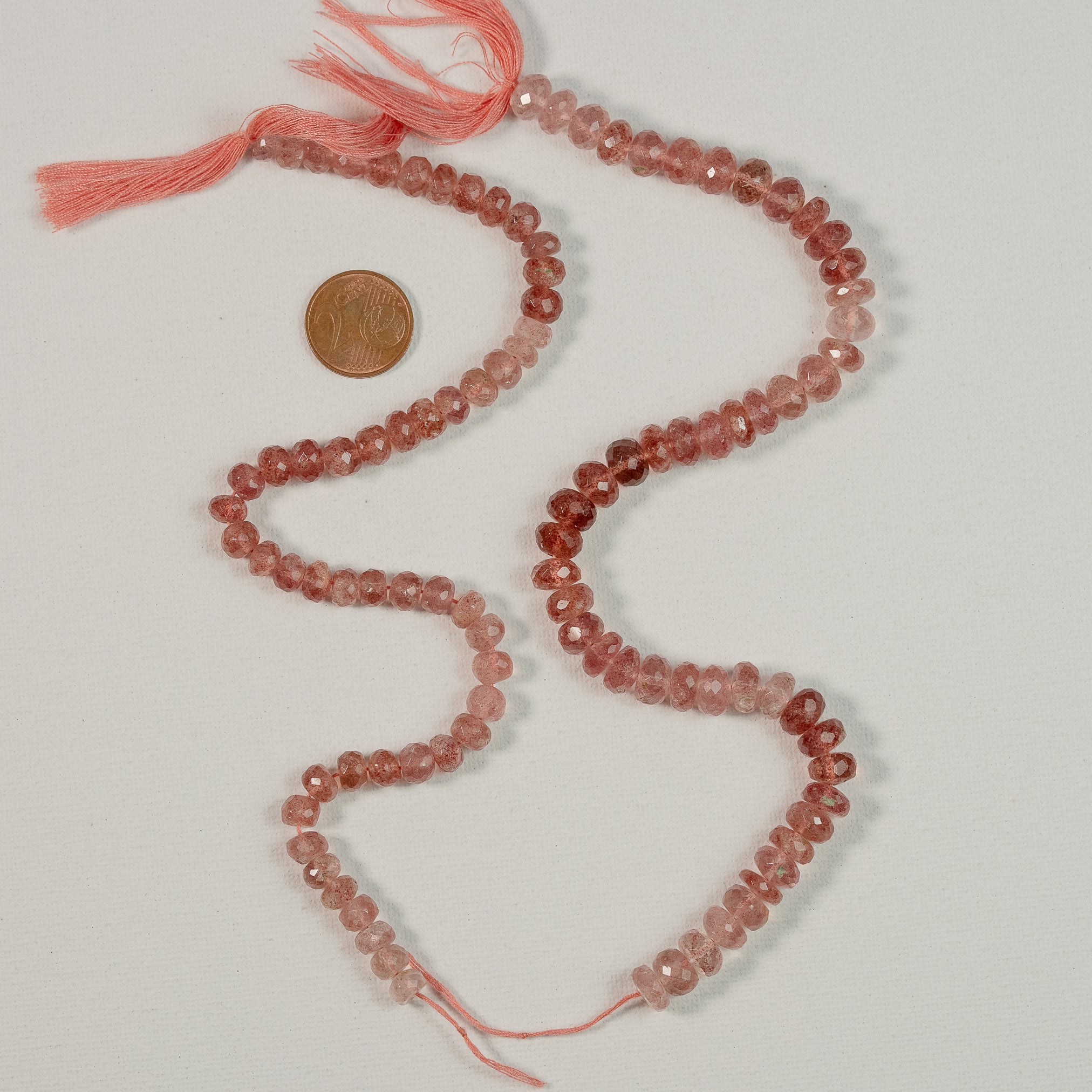 Fil de 25 cm de perles rondelles facettes de Quartz fraise de env 7/8,5 x 4,5/6,5 mm