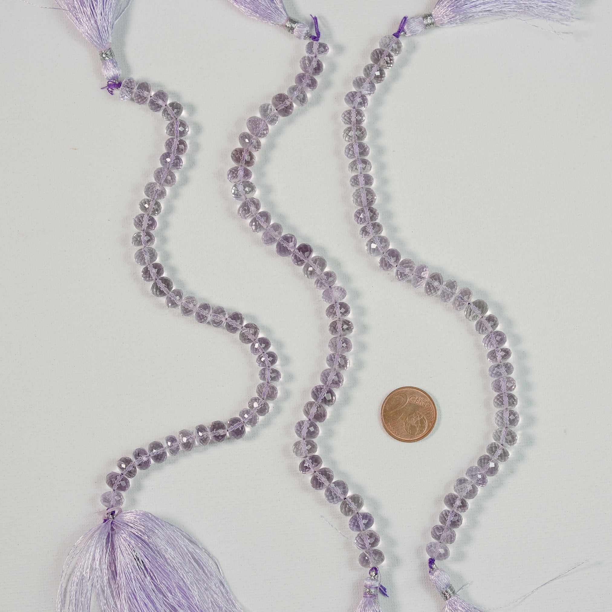 Fils de 20 cm de perles rondelles facettes en Améthyste lilas de 7/8,5 x 5/7 mm au choix