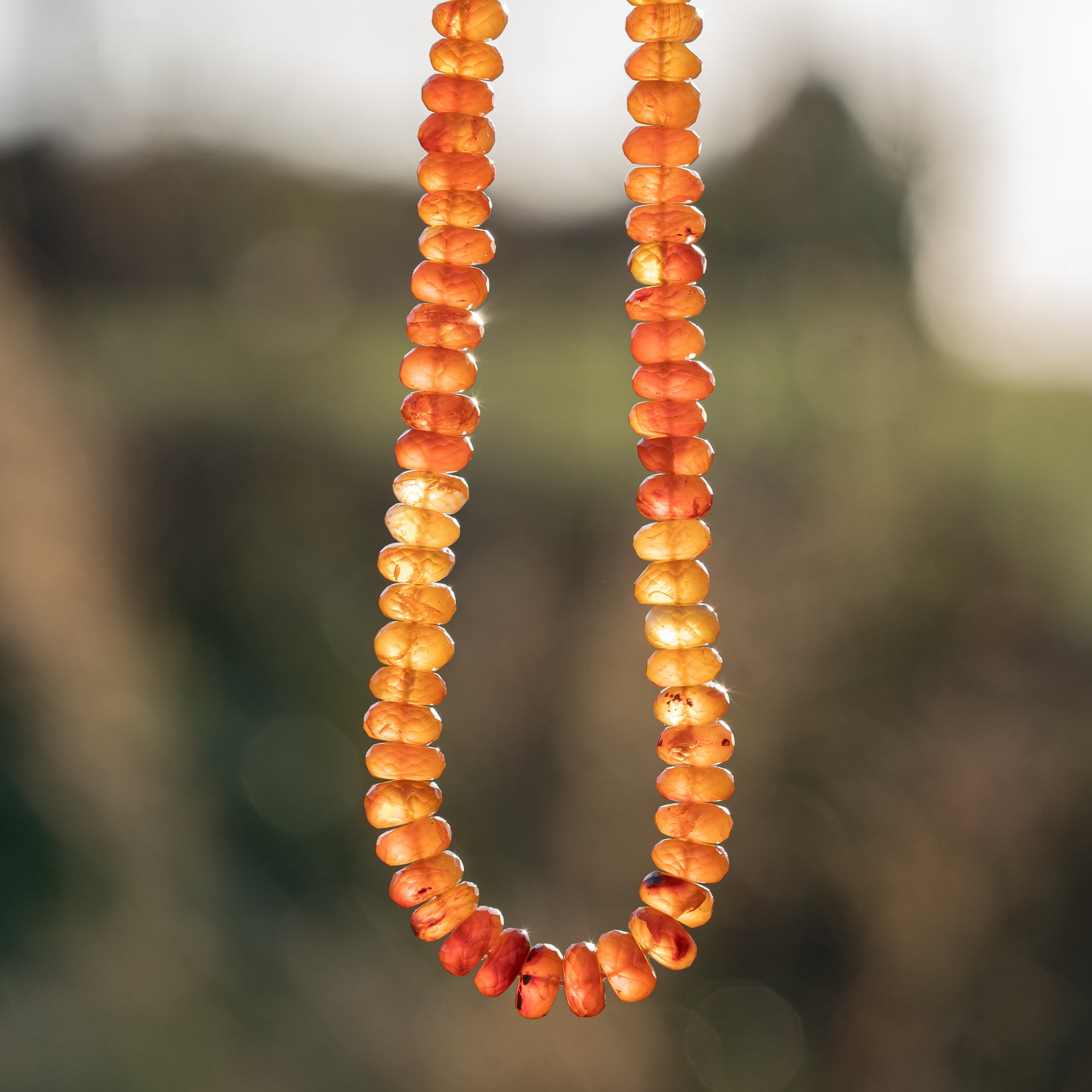 Fils de 40,5 cm de perles rondelles facettes de Cornaline de env 6,5/9 x 3,5/5 mm