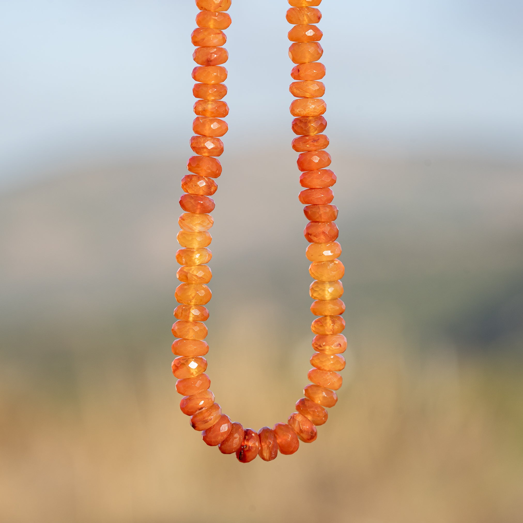 Fils de 40,5 cm de perles rondelles facettes de Cornaline de env 6,5/9 x 3,5/5 mm