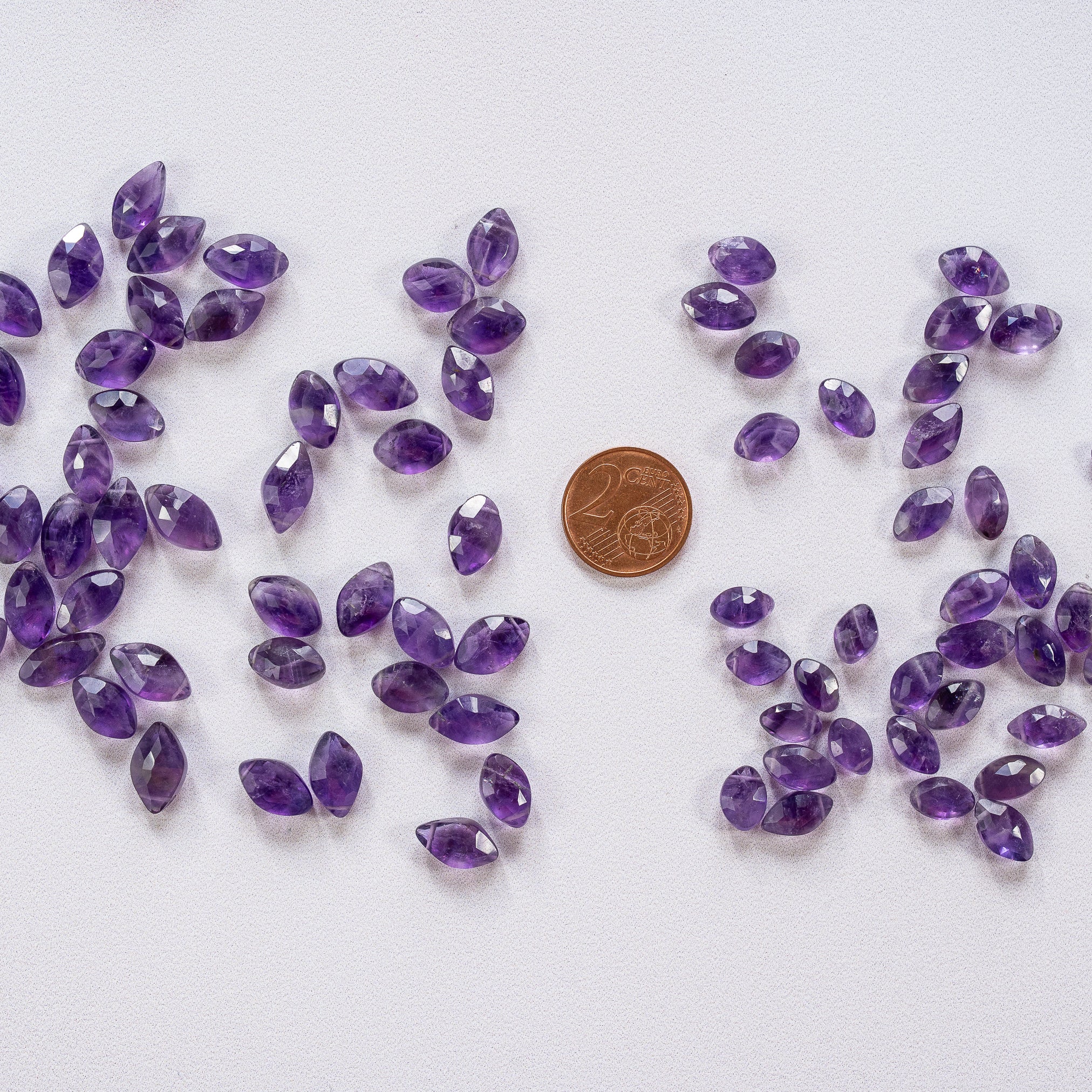 Perles gouttes marquises facettes en Améthyste de 11/13 mm ( lot de 2 )