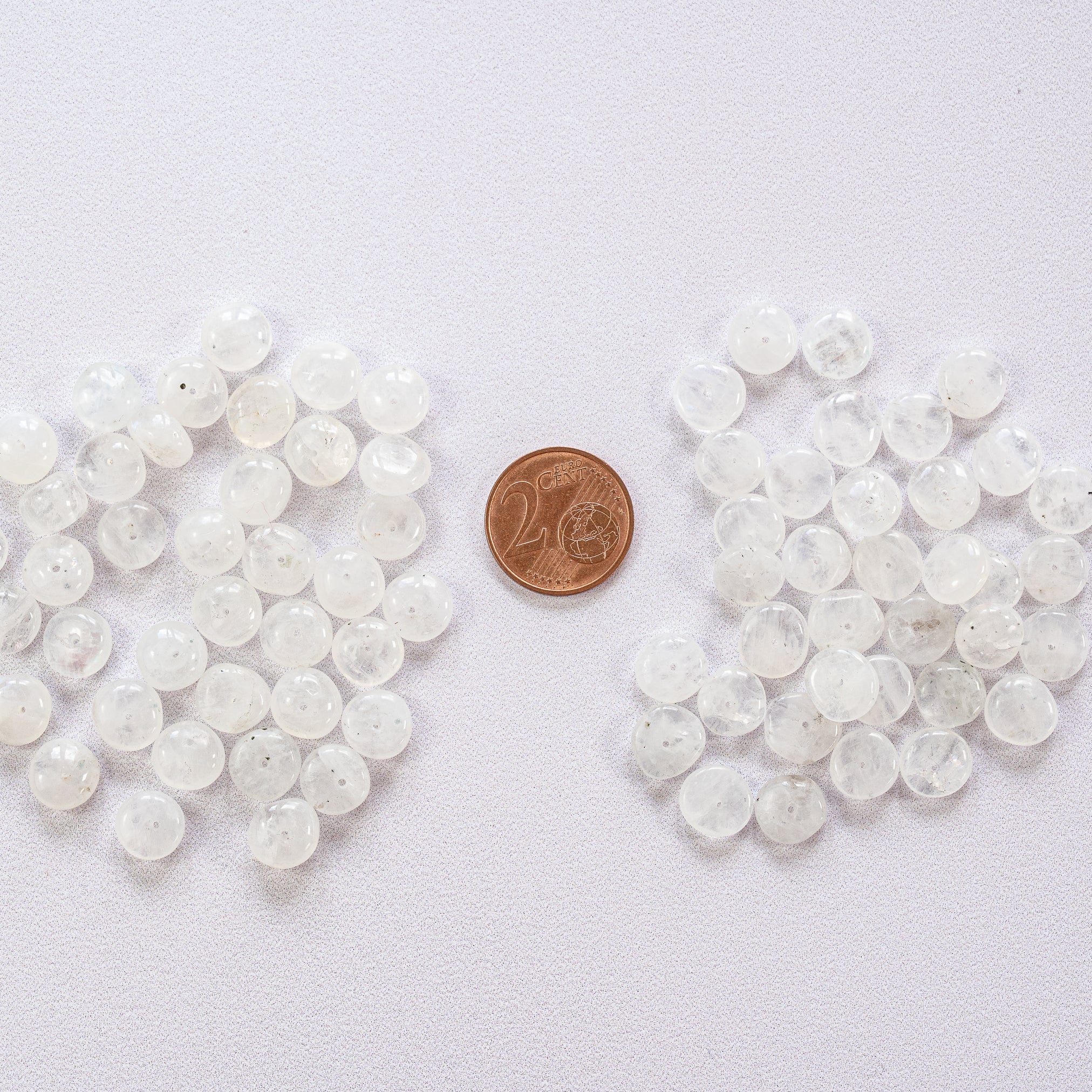 Perles rondelles lisses de Labradorite blanche de env 8,5/9 x 3/5 mm ( lot de 4 )