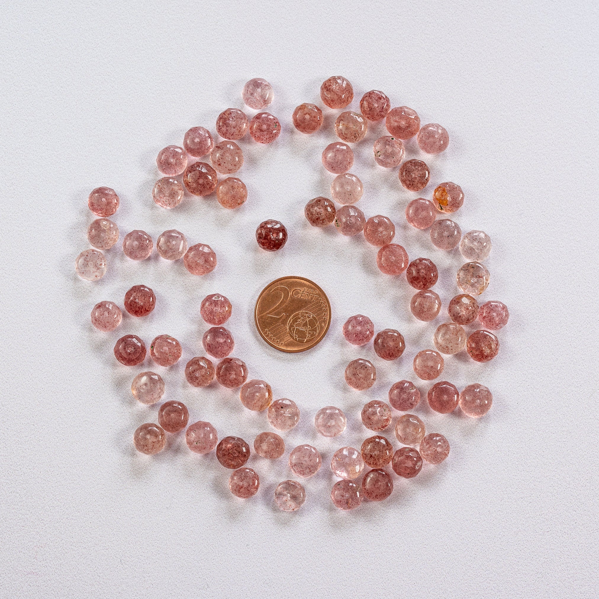 Perles rondelles facettes de Quartz fraise de env 8/8,5 x 5/6 mm ( lot de 4 )
