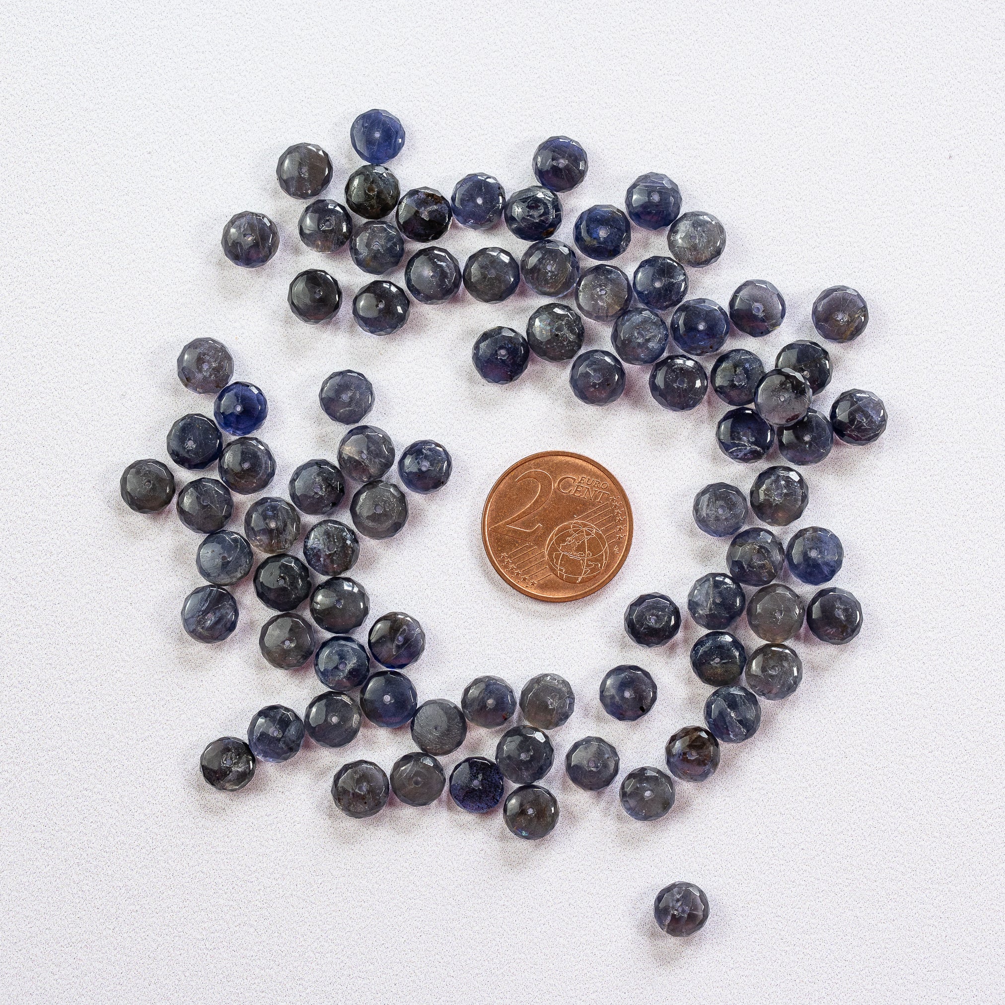 Fil complet de perles rondelles facettes de Iolite de env 6/7,5 mm de 22,5 cm