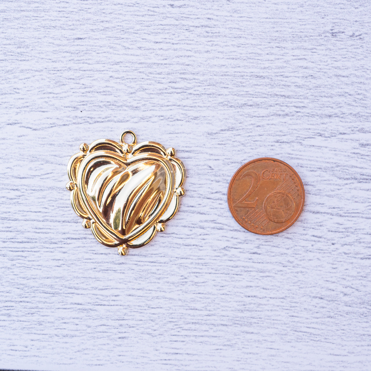 Breloque coeur en laiton plaqué or 14k ( à l&