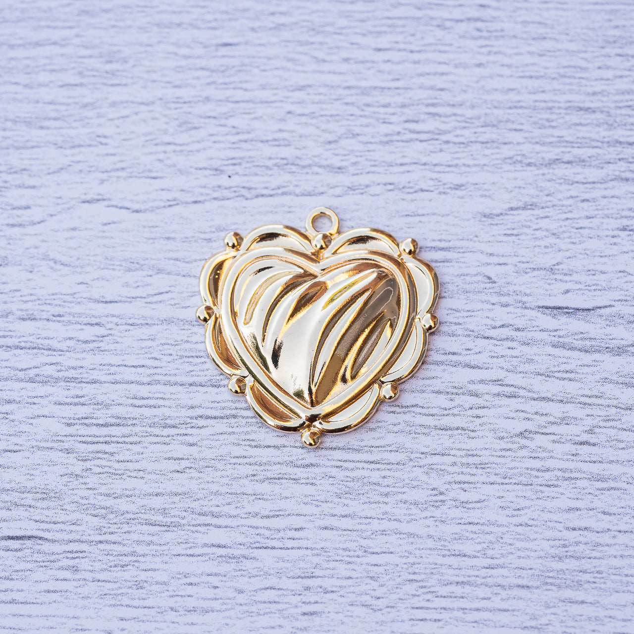 Breloque coeur en laiton plaqué or 14k ( à l&