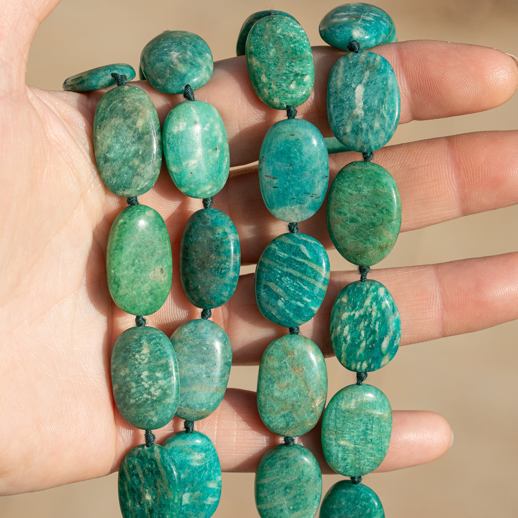 Perles ovales lisses en Amazonite de env 20/22 mm ( à l&