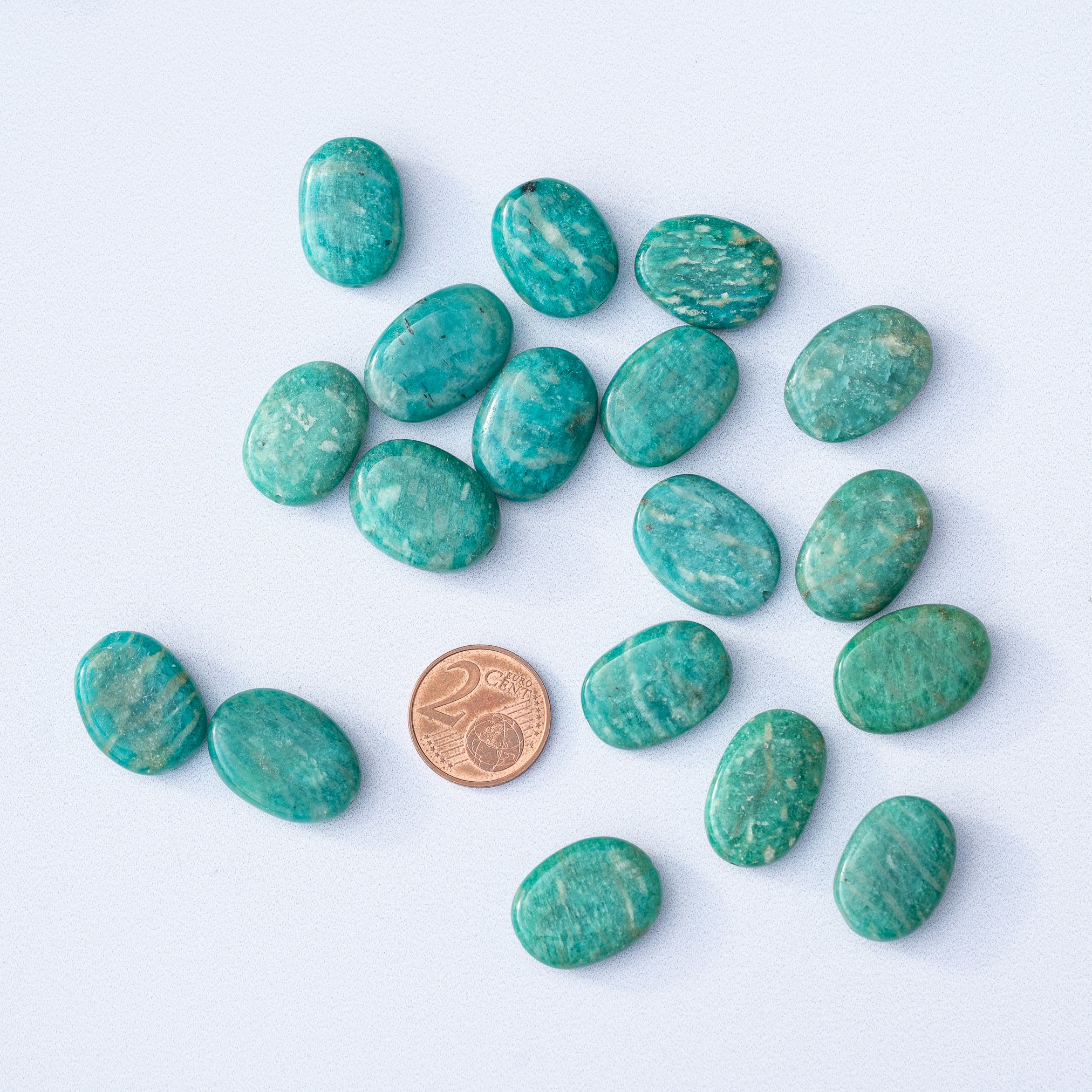 Perles ovales lisses en Amazonite de env 20/22 mm ( à l&