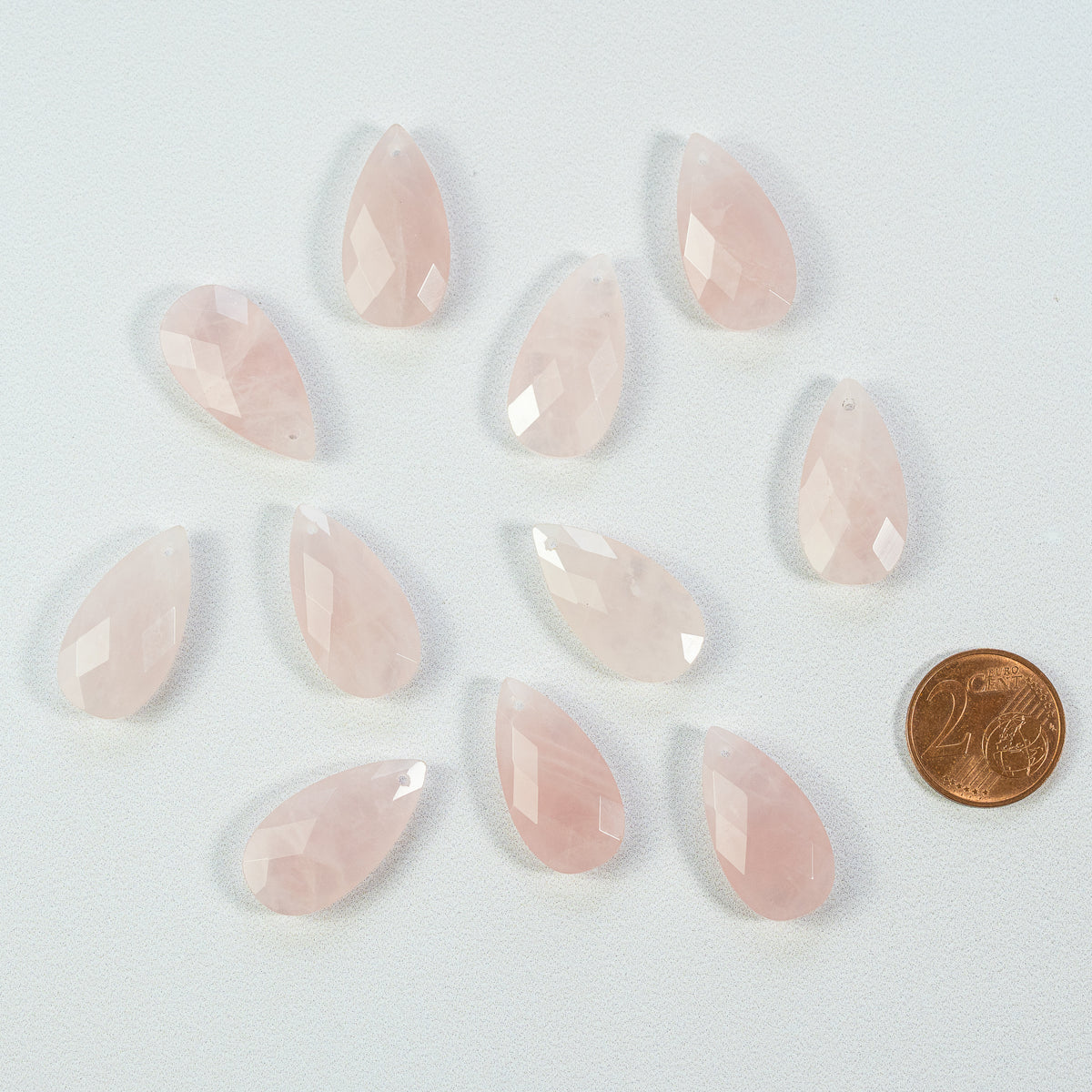 Pendentifs gouttes facettes de Quartz rose de 25 mm ( à l&