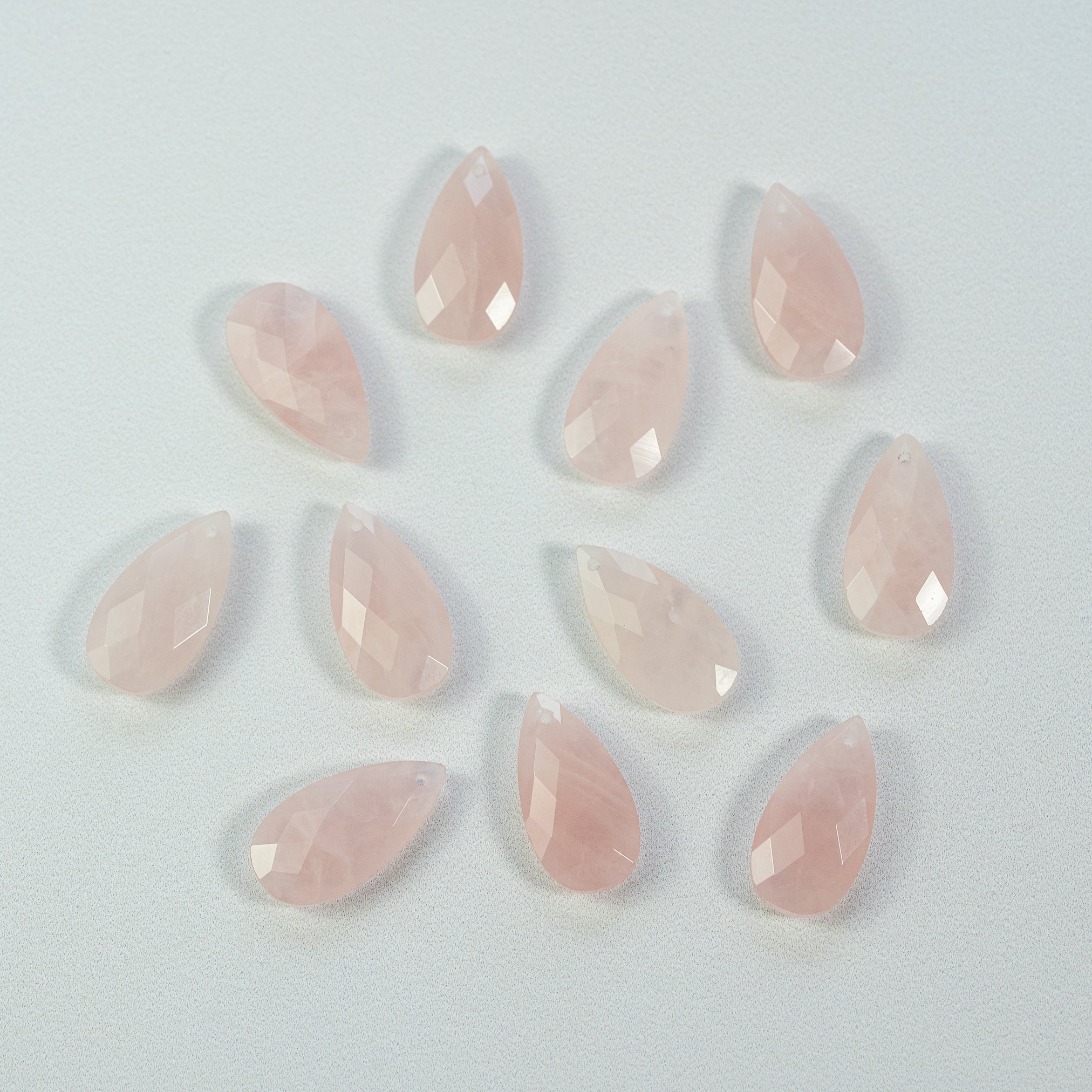 Pendentifs gouttes facettes de Quartz rose de 25 mm ( à l&