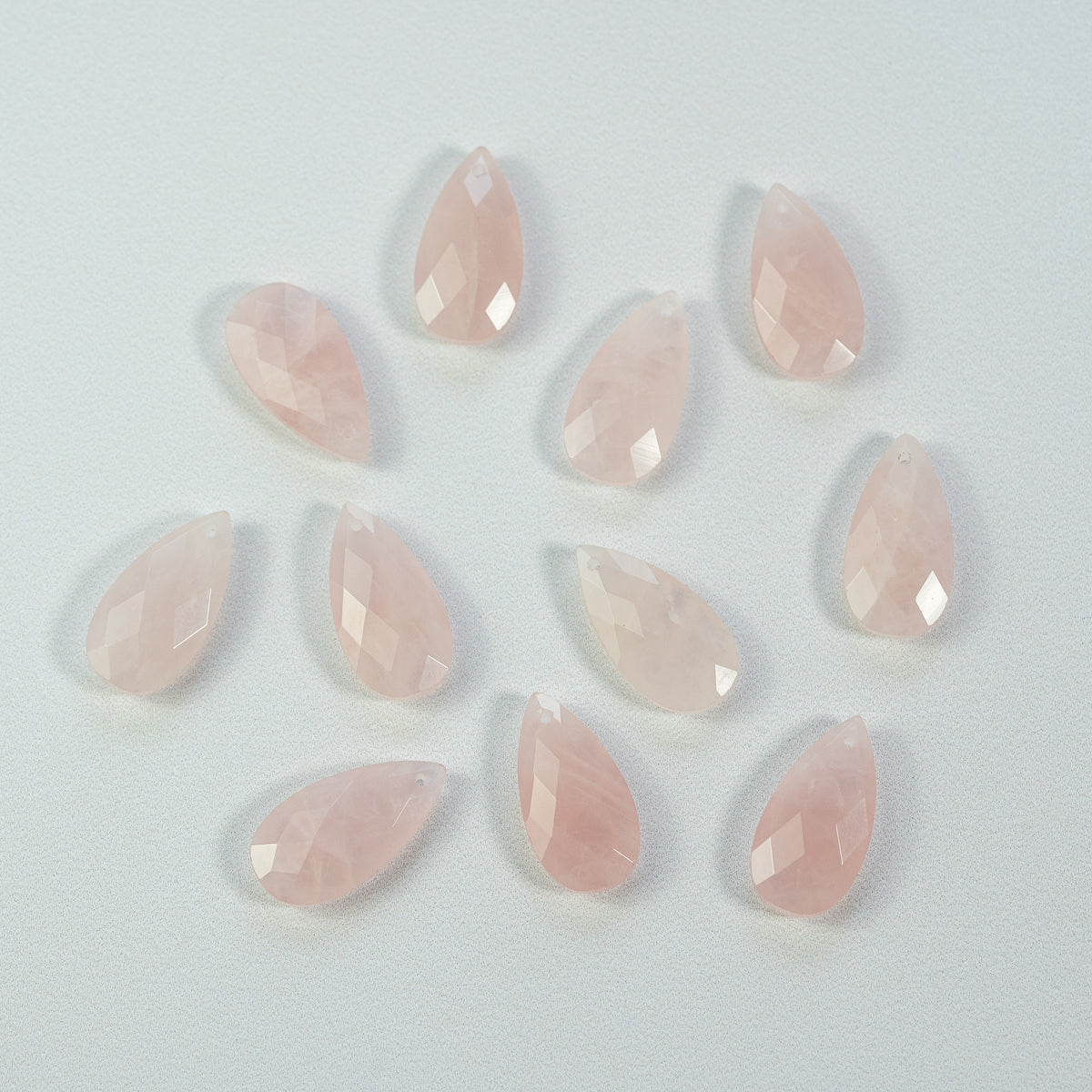 Pendentifs gouttes facettes de Quartz rose de 25 mm ( à l&