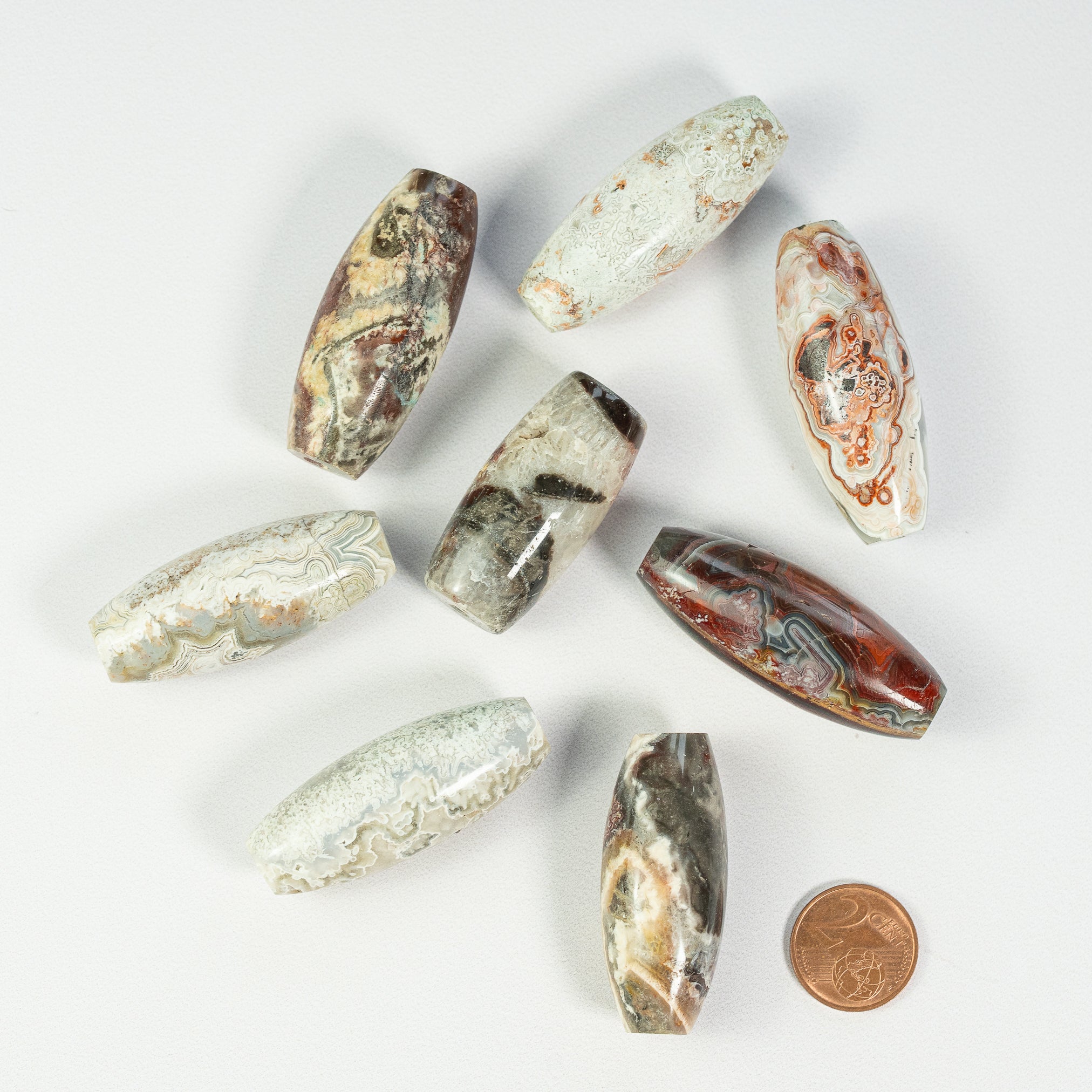 Grandes perles en agate folle mexicaine de env 45 mm ( à l&