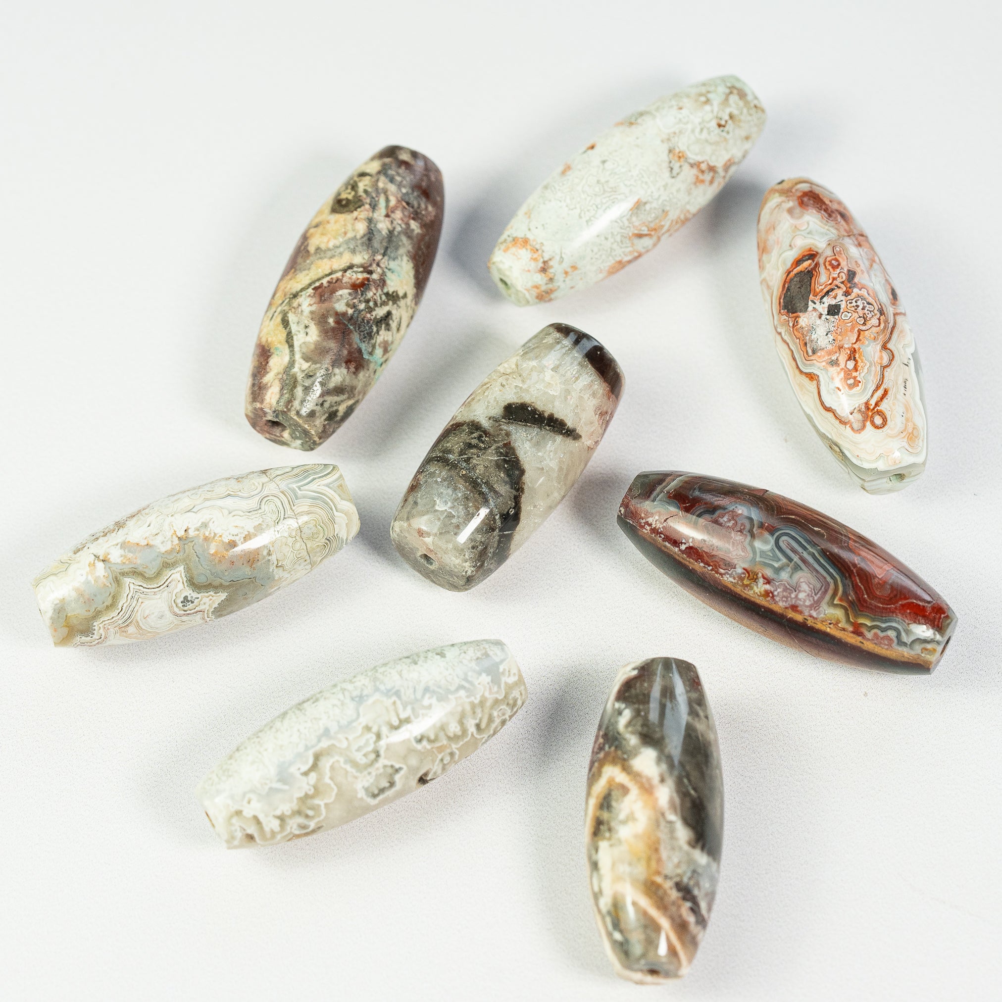 Grandes perles en agate folle mexicaine de env 45 mm ( à l&