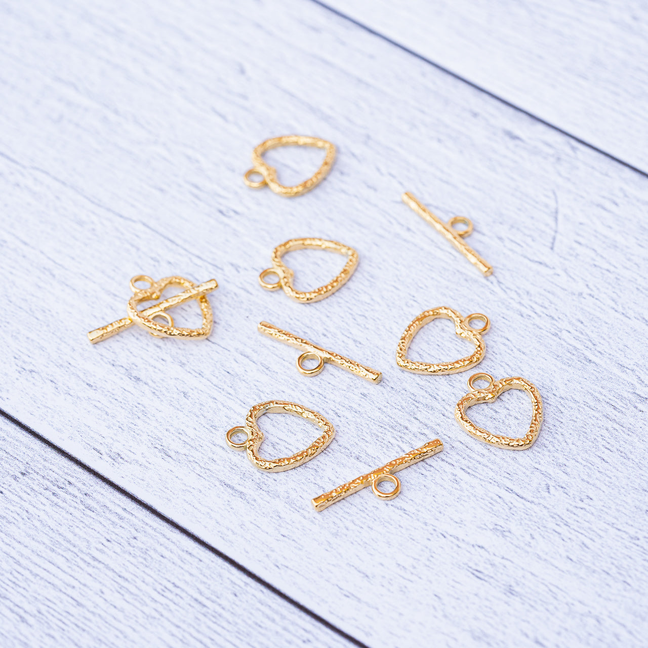 Fermoir T en forme de ♡ acier inoxydable plaqué or 18k de 16,5 mm ( à l&