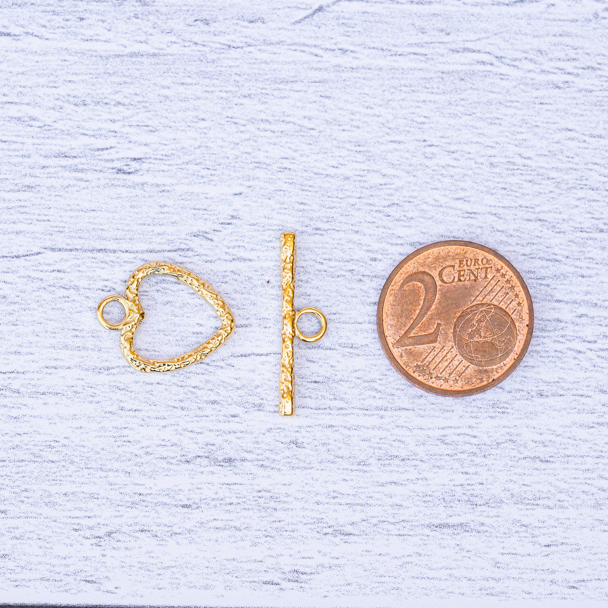 Fermoir T en forme de ♡ acier inoxydable plaqué or 18k de 16,5 mm ( à l&