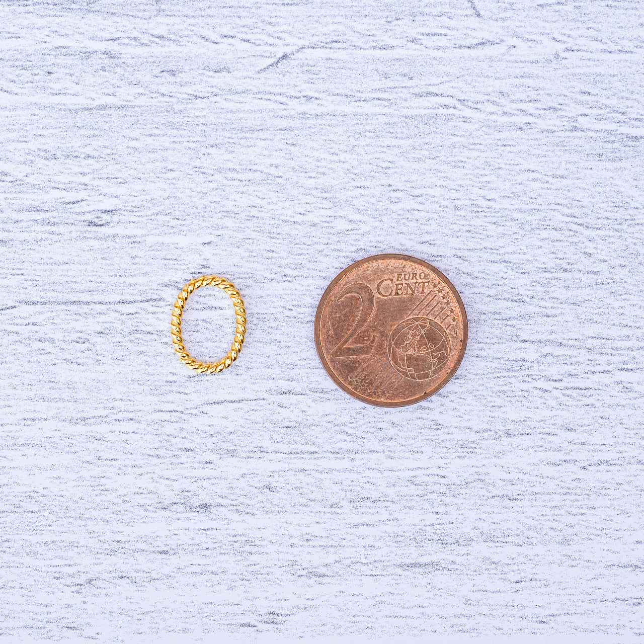 Anneaux fermés ovales torsadés laiton plaqués or 18 k de 12 mm ( lot de 4 )