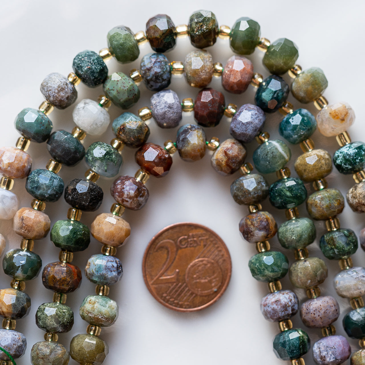 Perles rondelles facettes en agate Indienne de 7/8 x 5,5/6 mm ( rang de env 45 perles )