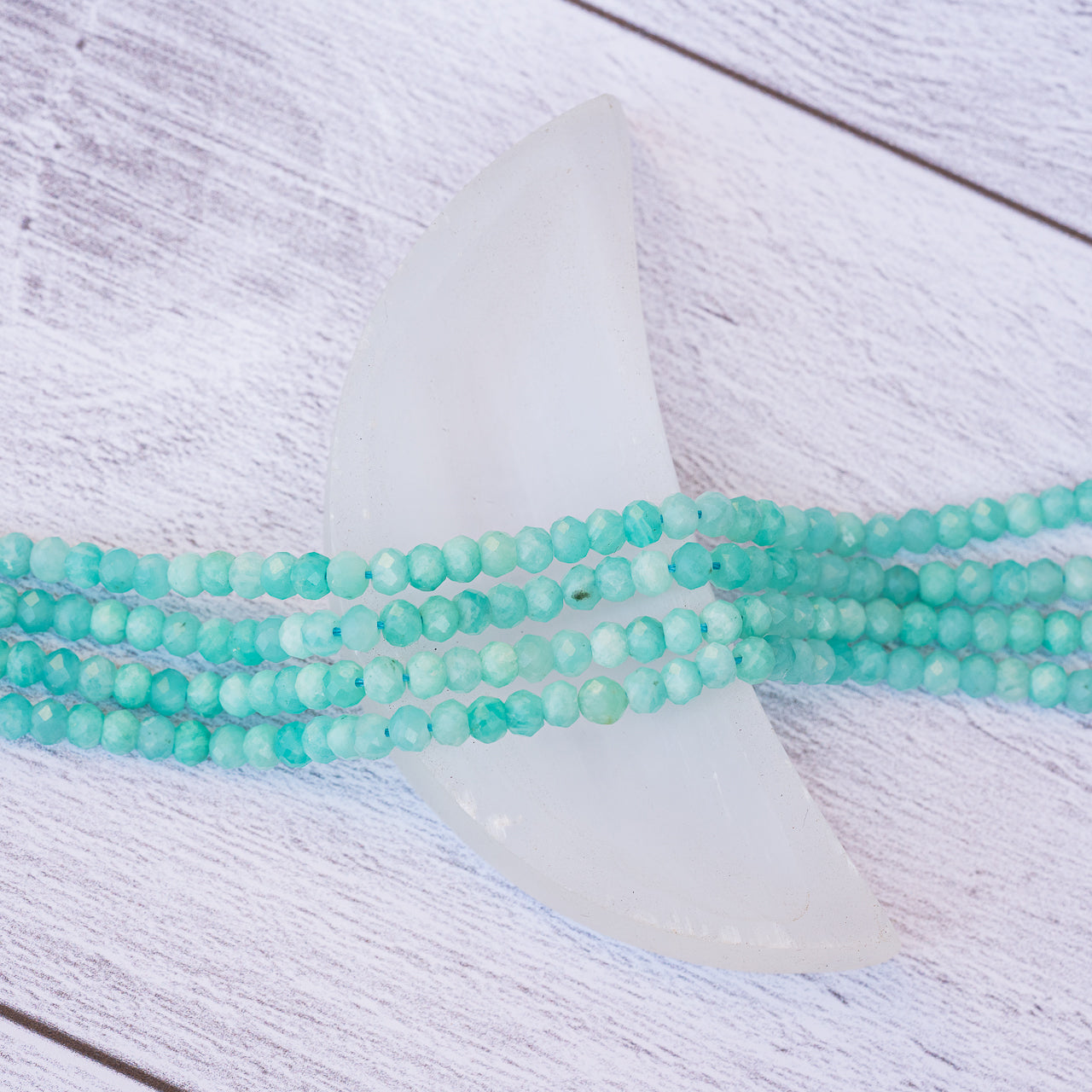 Perles rondelles facettes en Amazonite de 3,5 mm ( rang de env 128 perles )