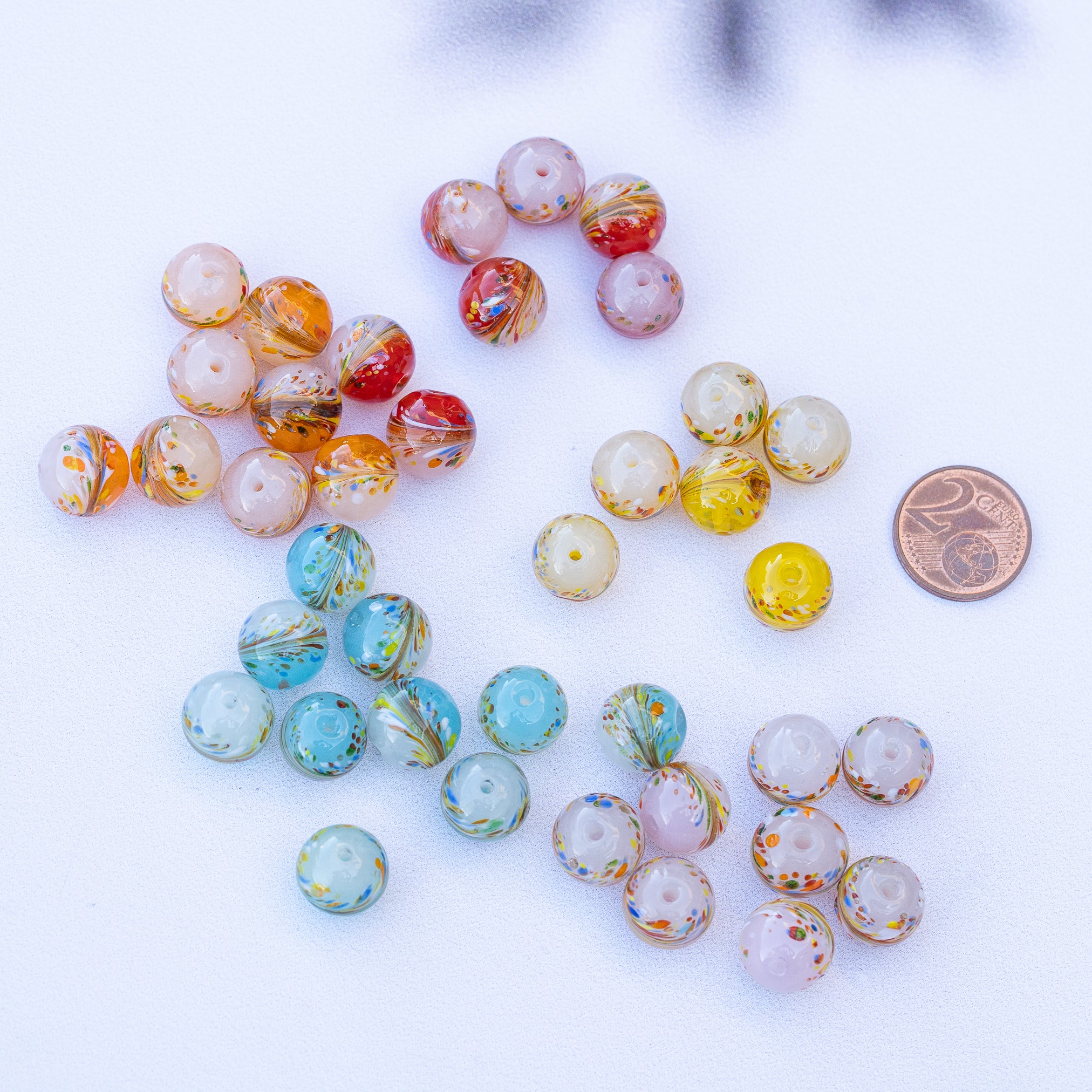 Perles en verre de 12 mm couleur au choix ( à l&