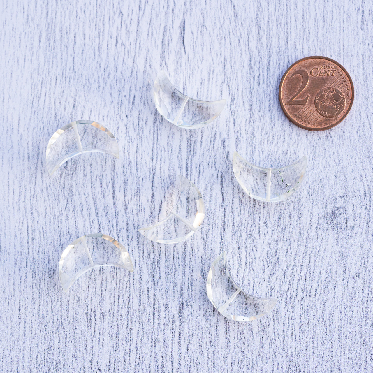 Les " Nidhih " lunes en Cristal de roche de env 17 mm ( à l&