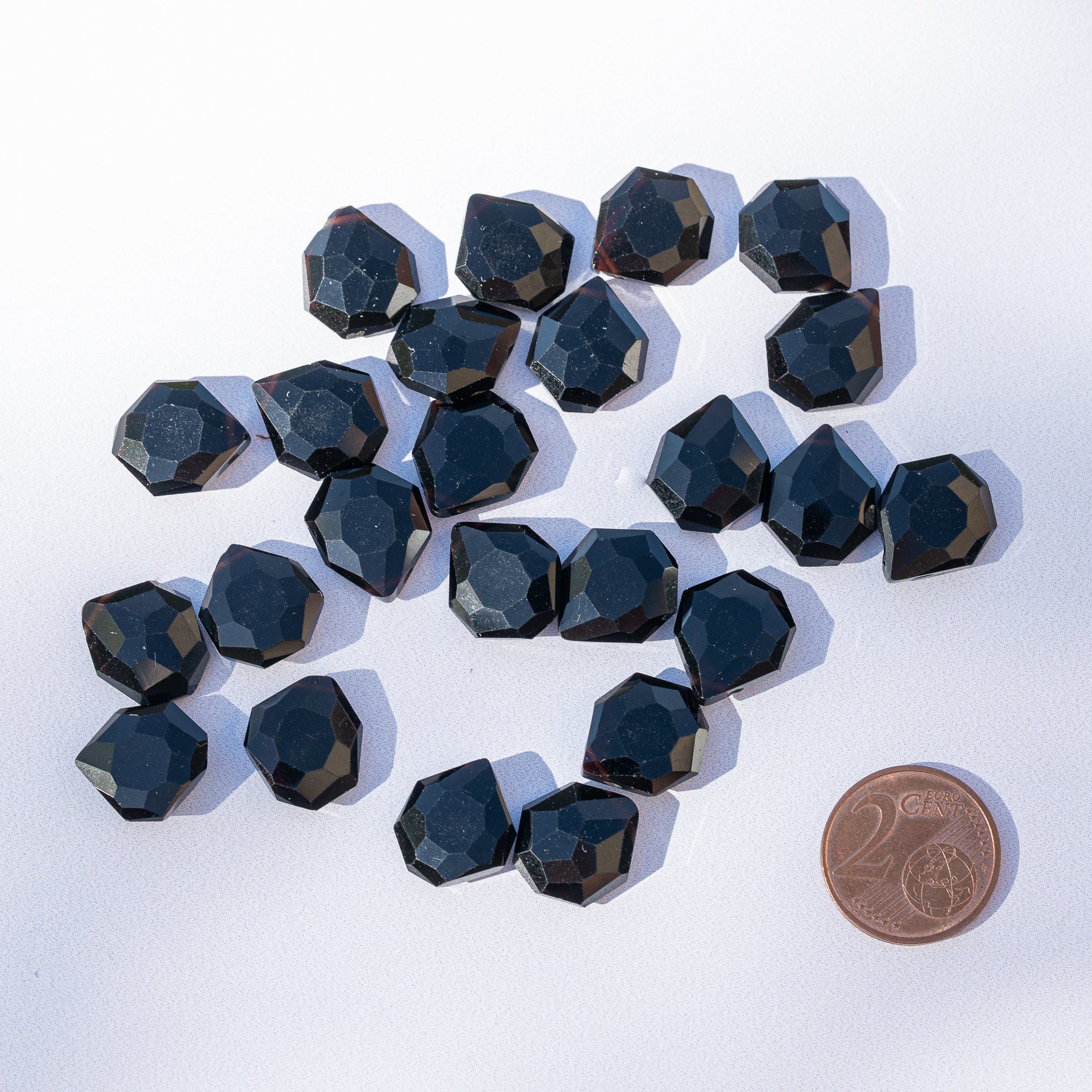 Perles gouttes facettes en Obsidienne noire de env 14 mm ( à l&