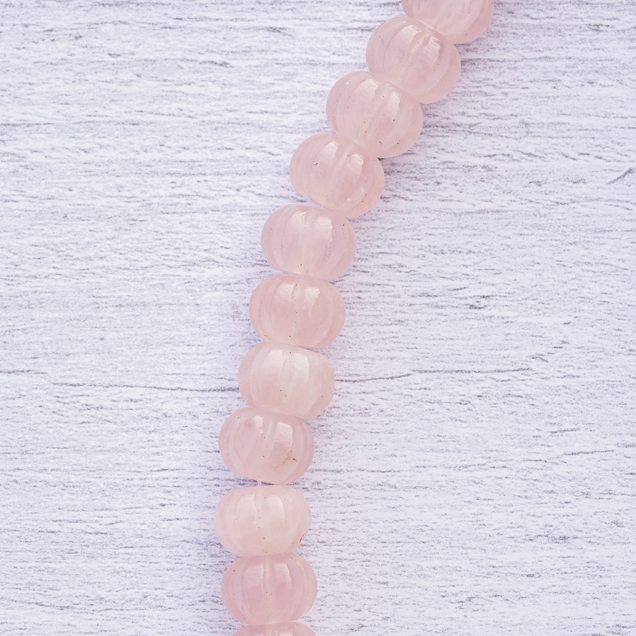 Perles rondelles sculptées " citrouilles " en Quartz rose de env 14 x 10 mm ( à l&