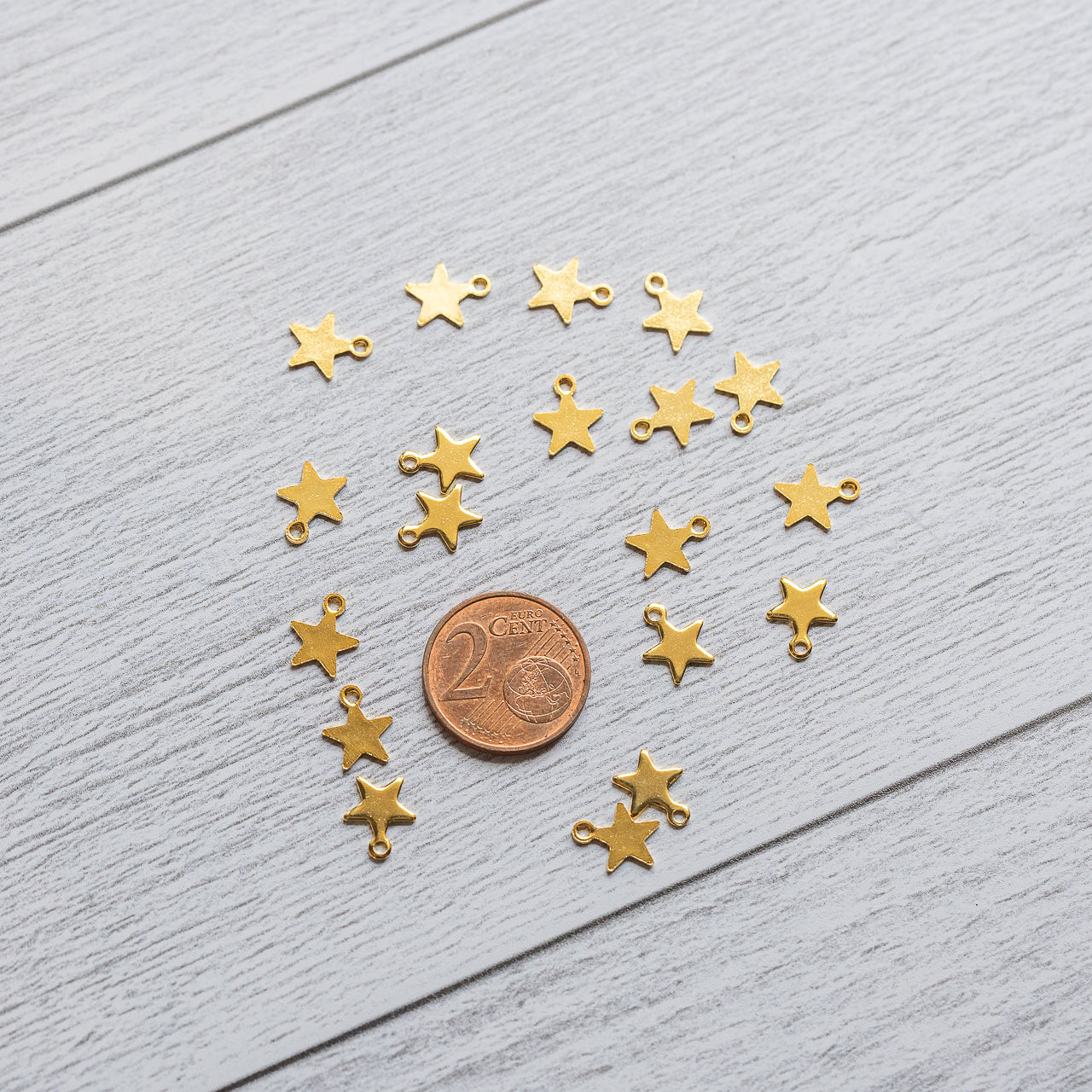 Petites breloques étoile en acier inoxydable plaqué or 18k de 10 mm ( à l&