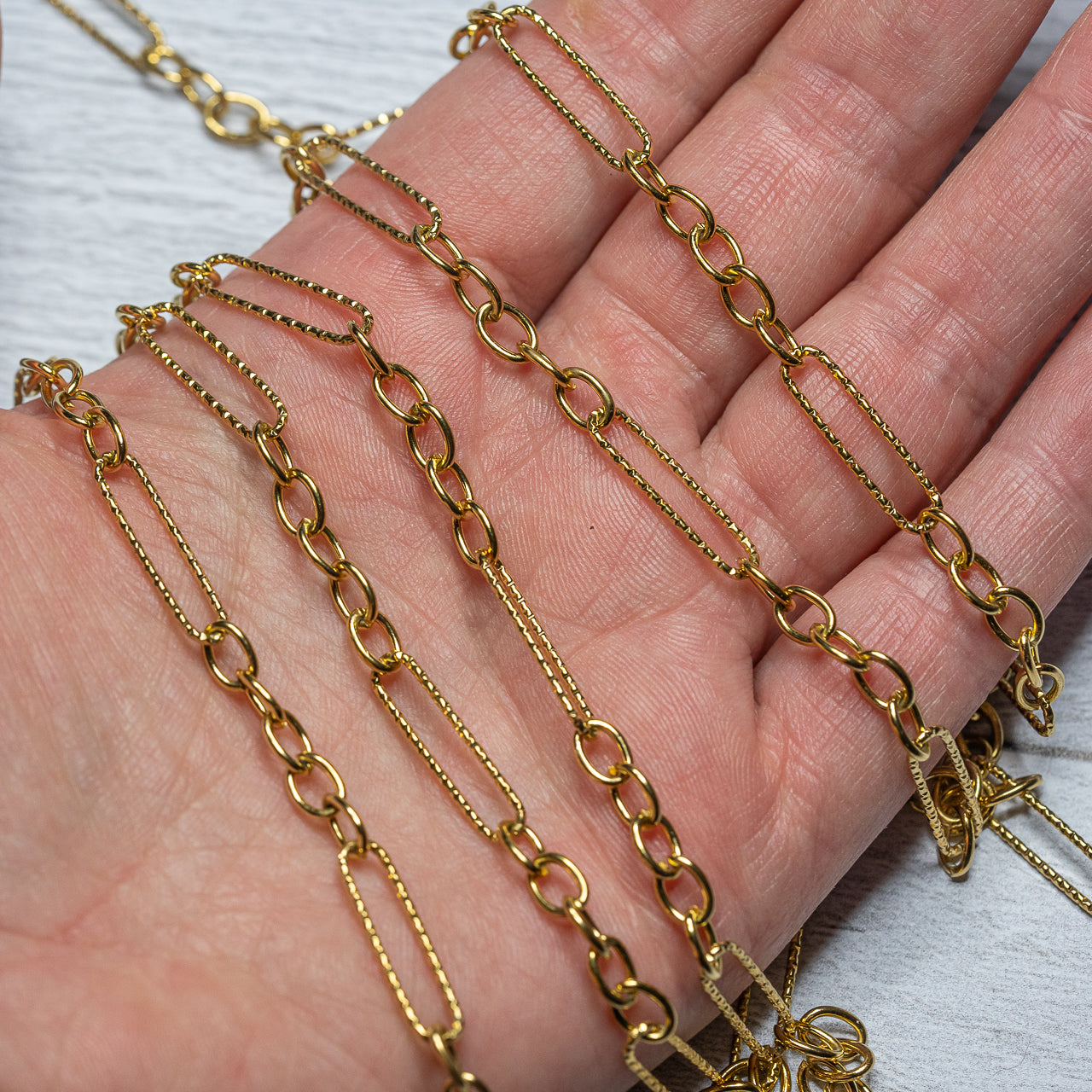 Chaine " Singapour " en acier inoxydable 304 plaqué or 18k ( par 50cm )