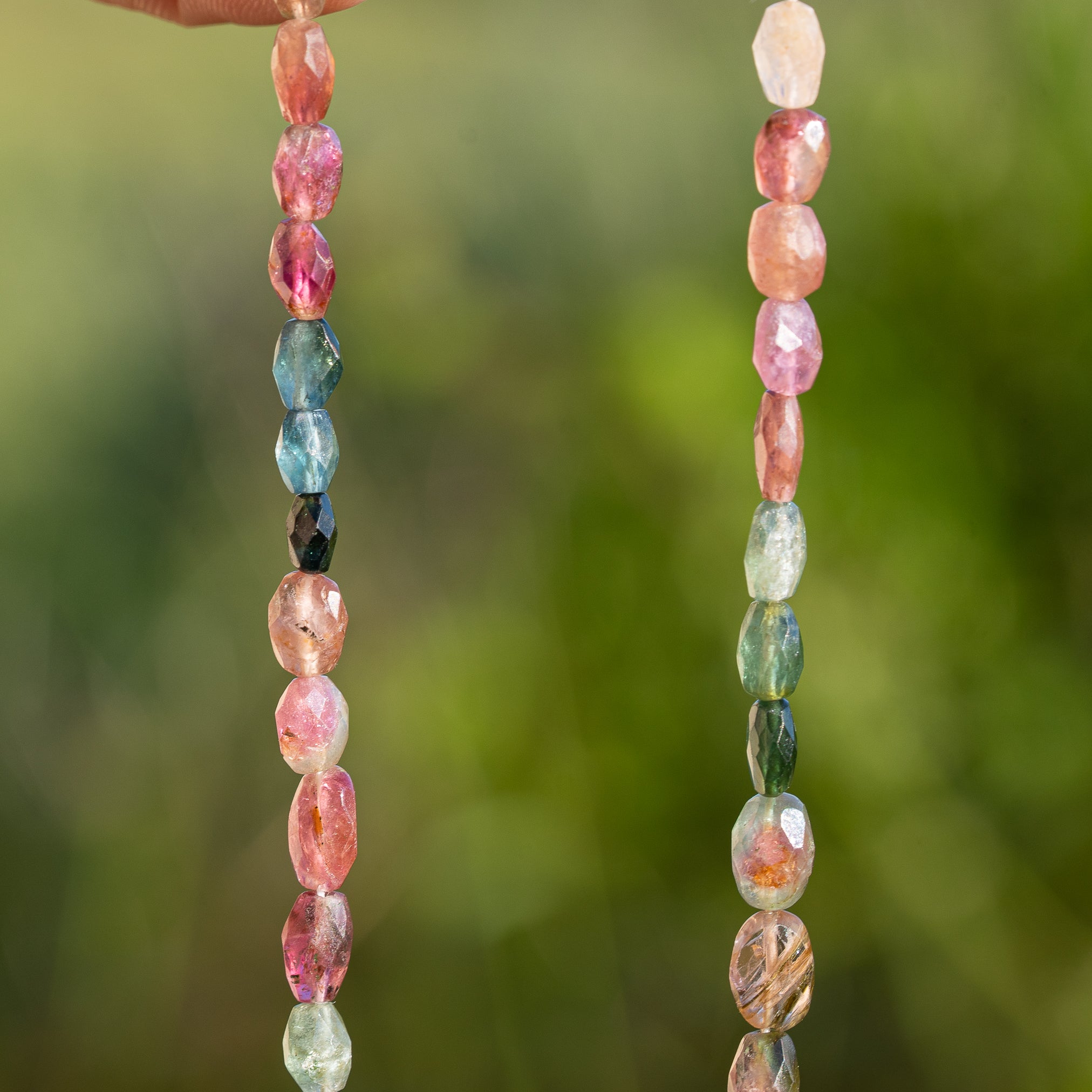 Perles ovales facettes de Tourmaline multicolore de 5,5 à 13 mm au choix ( à l&