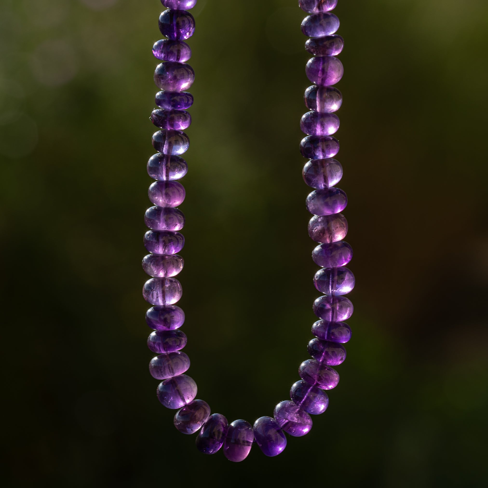 Fil de 45/46 cm de perles rondelles lisses en Améthyste de 5,5 à 9 mm au choix