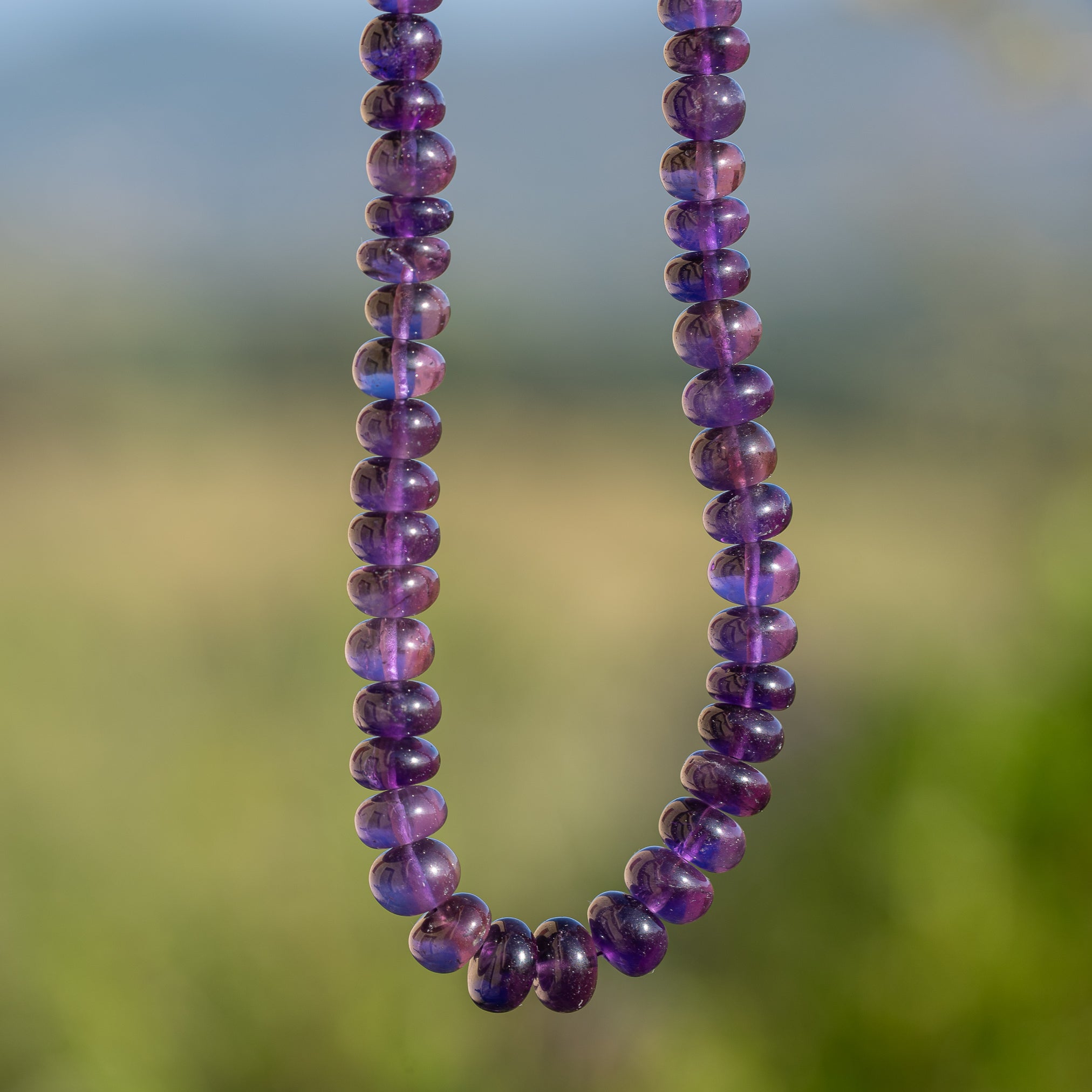 Fil de 45/46 cm de perles rondelles lisses en Améthyste de 5,5 à 9 mm au choix