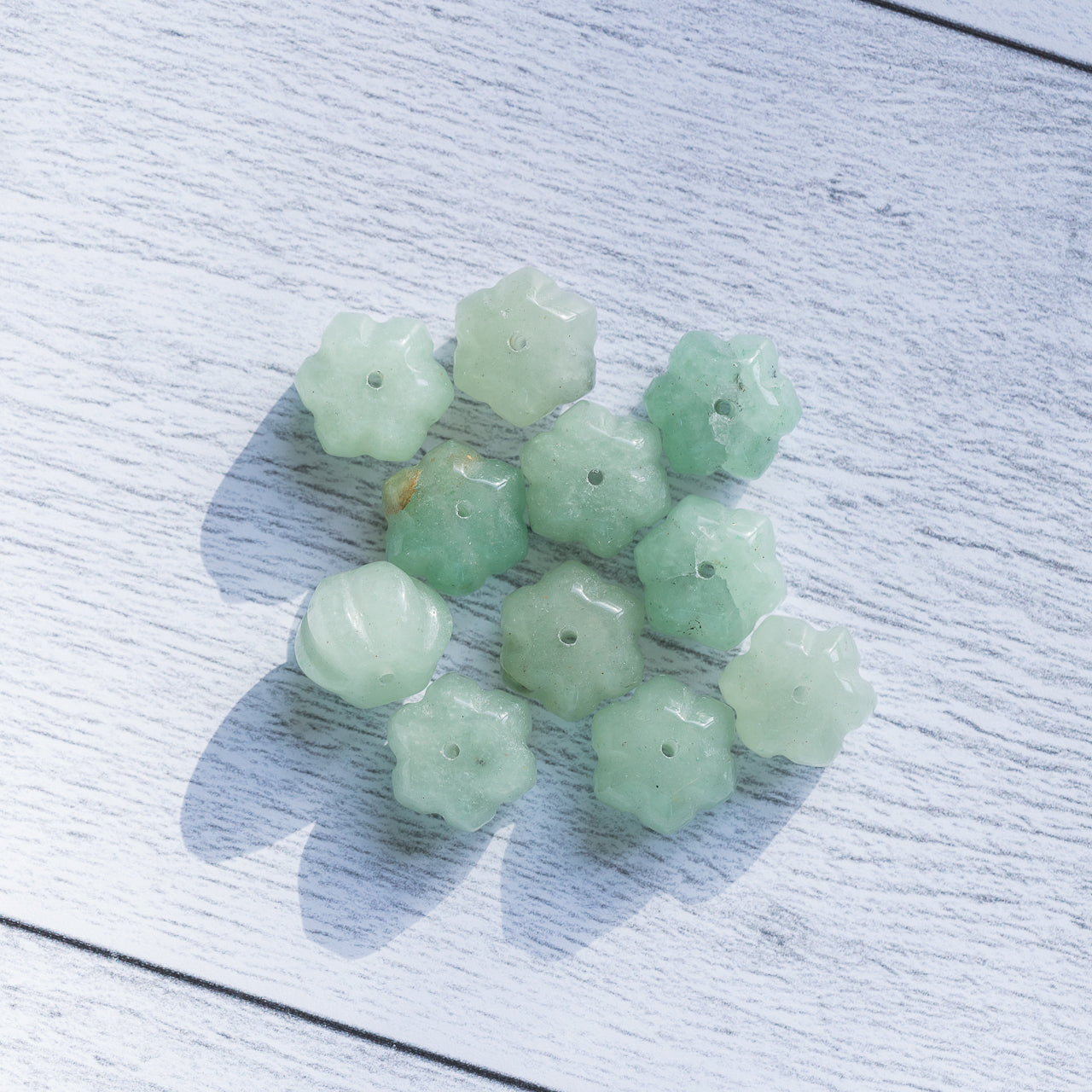 Perles rondelles sculptées " citrouilles " en Aventurine verte de env 14 x 10 mm ( à l&