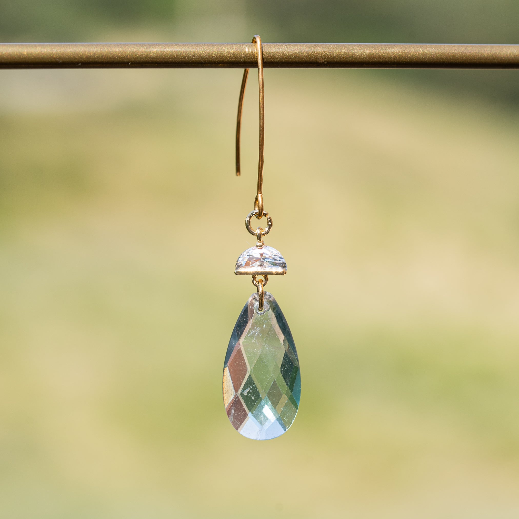 Pendentifs gouttes facettes en Aventurine verte de 25 mm ( à l&