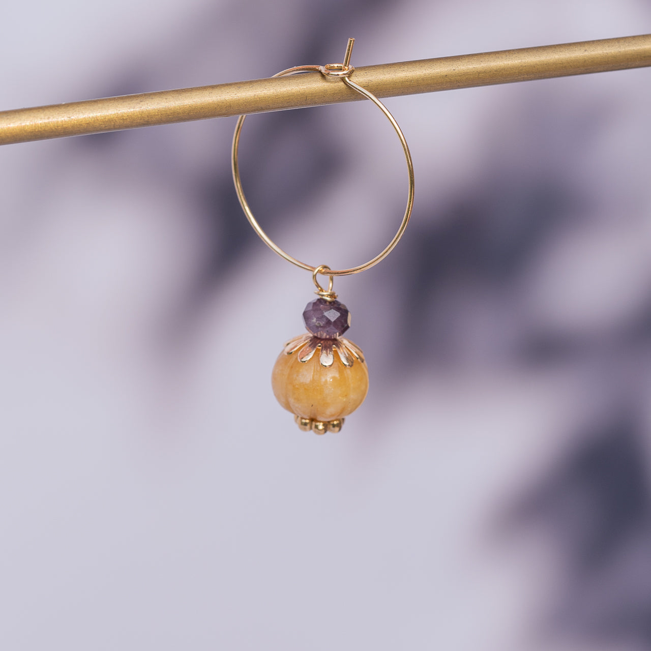 Perles rondelles sculptées " citrouilles " en Aventurine 3 couleurs de env 10 x 7 mm ( à l&