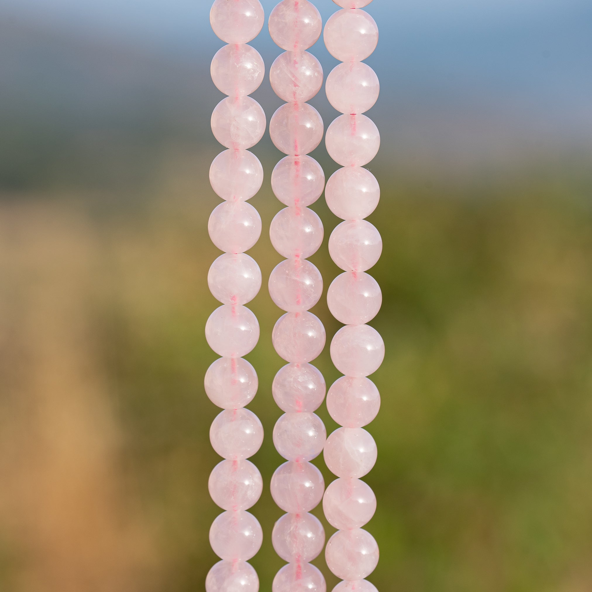 Perles rondes lisses de Quartz rose Madagascar de 8,2 mm ( rang de env 48 perles )