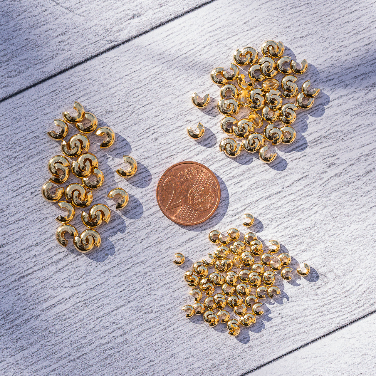 Caches noeuds bracelets/perles à écraser en laiton plaqué or 24k ou argent 925 de 4 à 6 mm( lot de 6 )