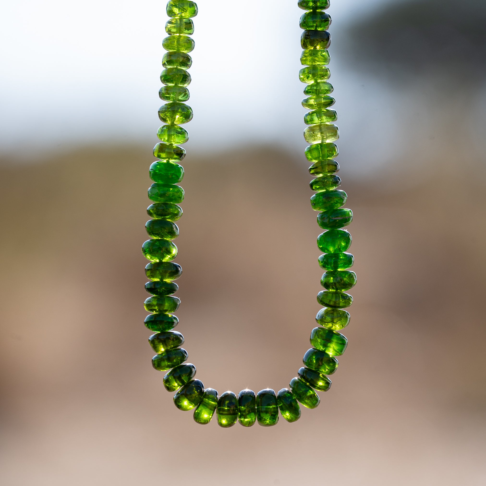 Fil de 35 cm et de 164 perles rondelles lisses de Diopside chrome de env 3/4,2 mm