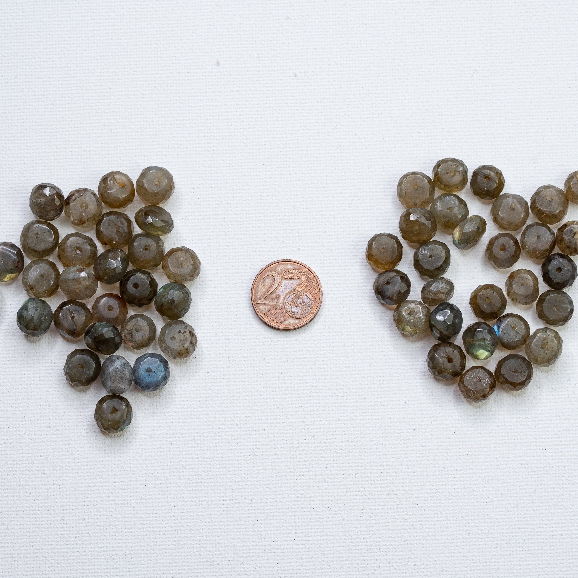 Perles rondelles facettes de Labradorite de 9/10 mm ( lot de 2 perles )