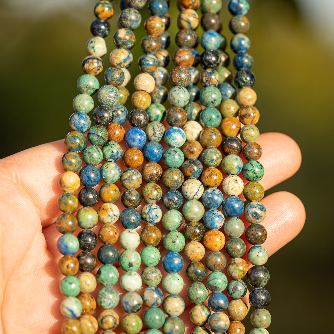 Perles rondes lisses en Azurite d&
