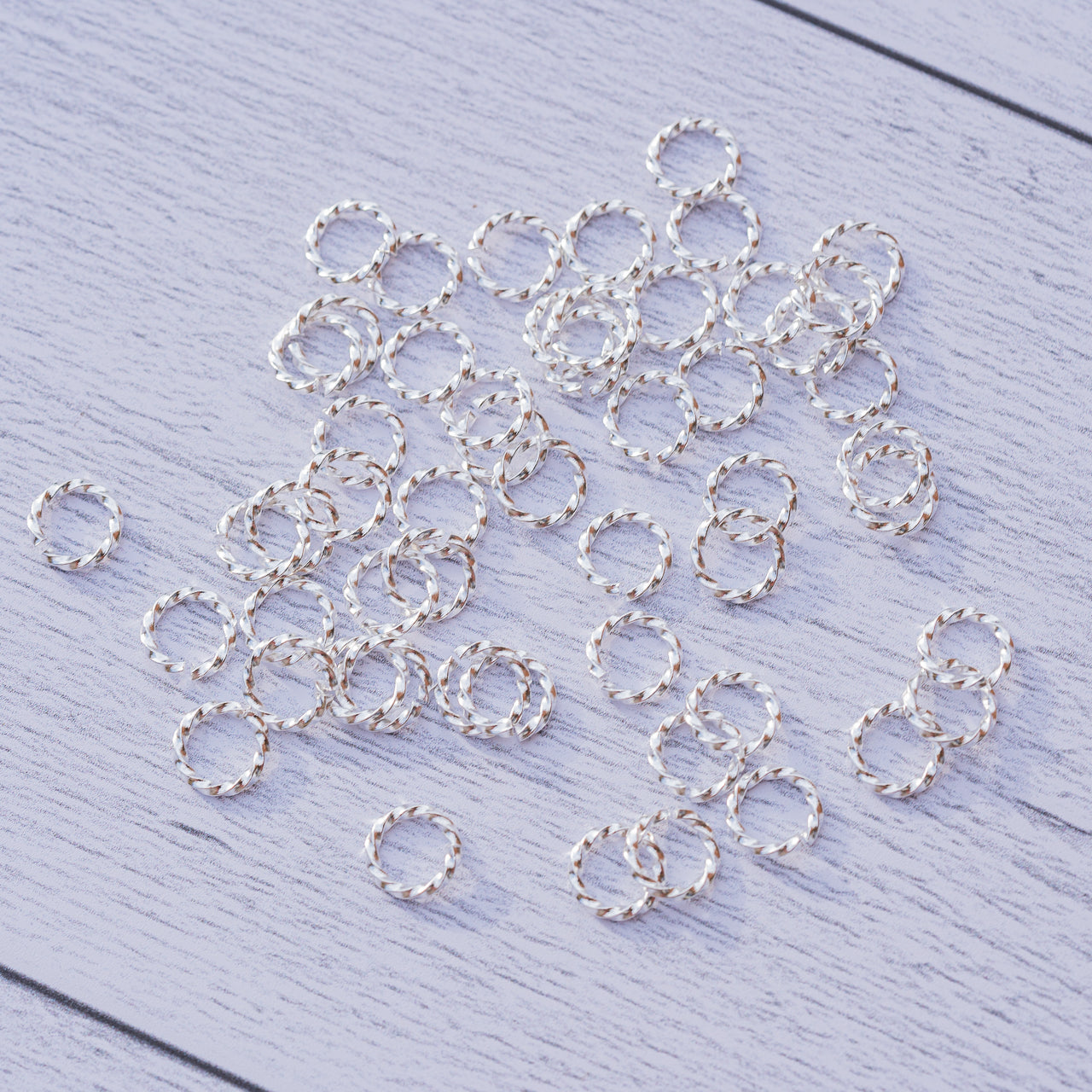 Anneaux de jonction torsadés en acier inoxydable argenté de 7,8 x 1 mm ( lot de 6 )