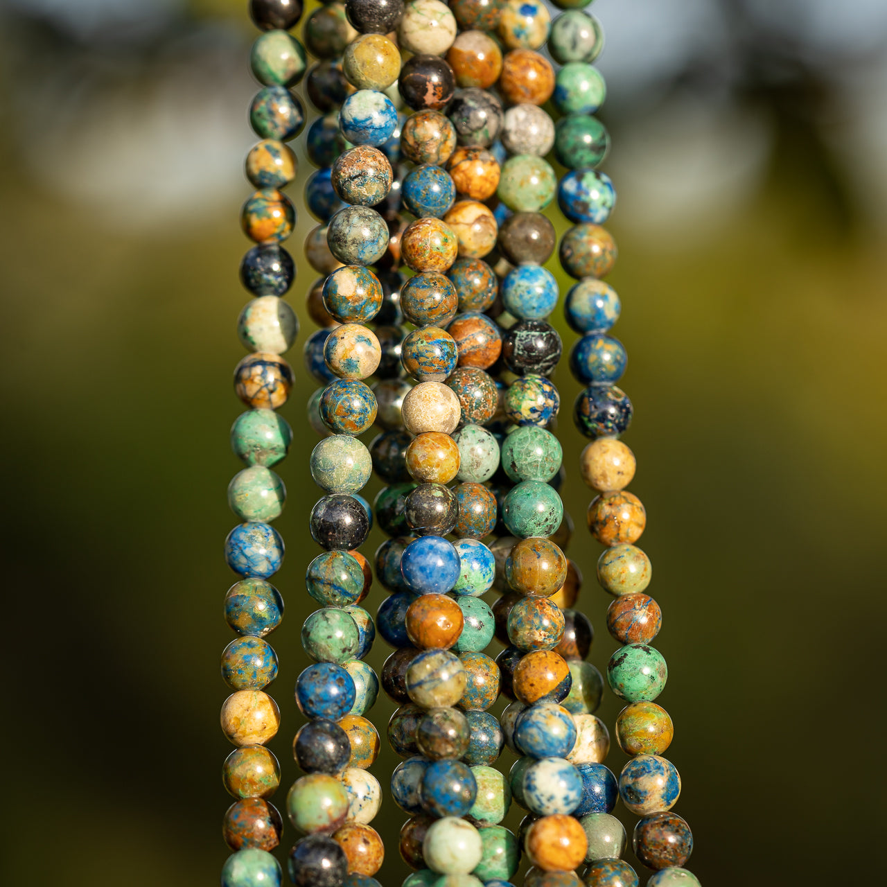 Perles rondes lisses en Azurite d&
