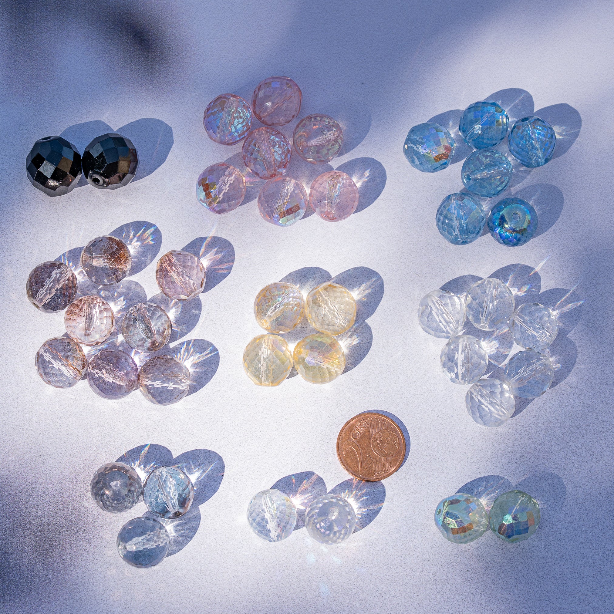 Perles rondes facettes en verre Tchèque couleur au choix de 13,5 mm ( à l&