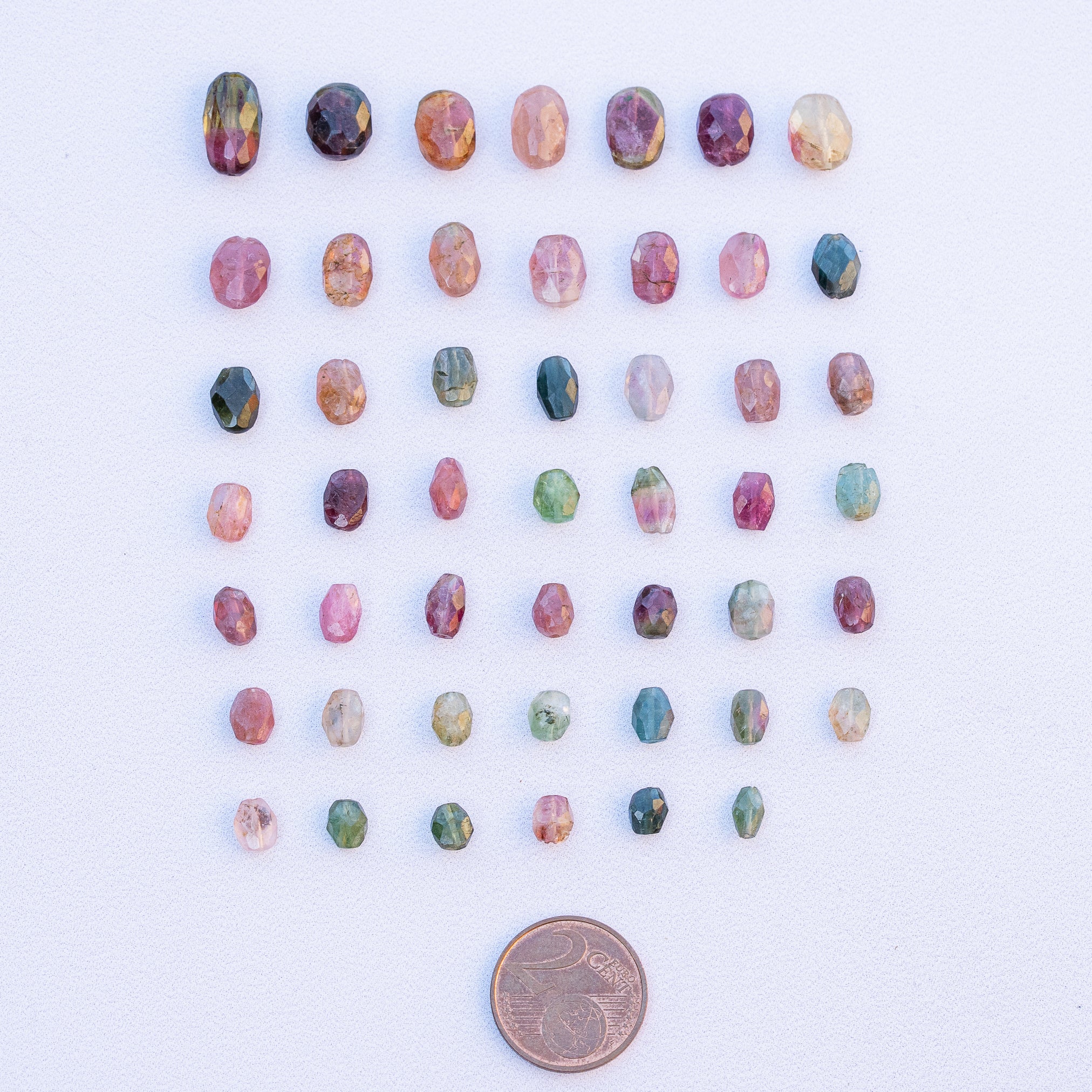 Perles ovales facettes de Tourmaline multicolore de 5,5 à 13 mm au choix ( à l&