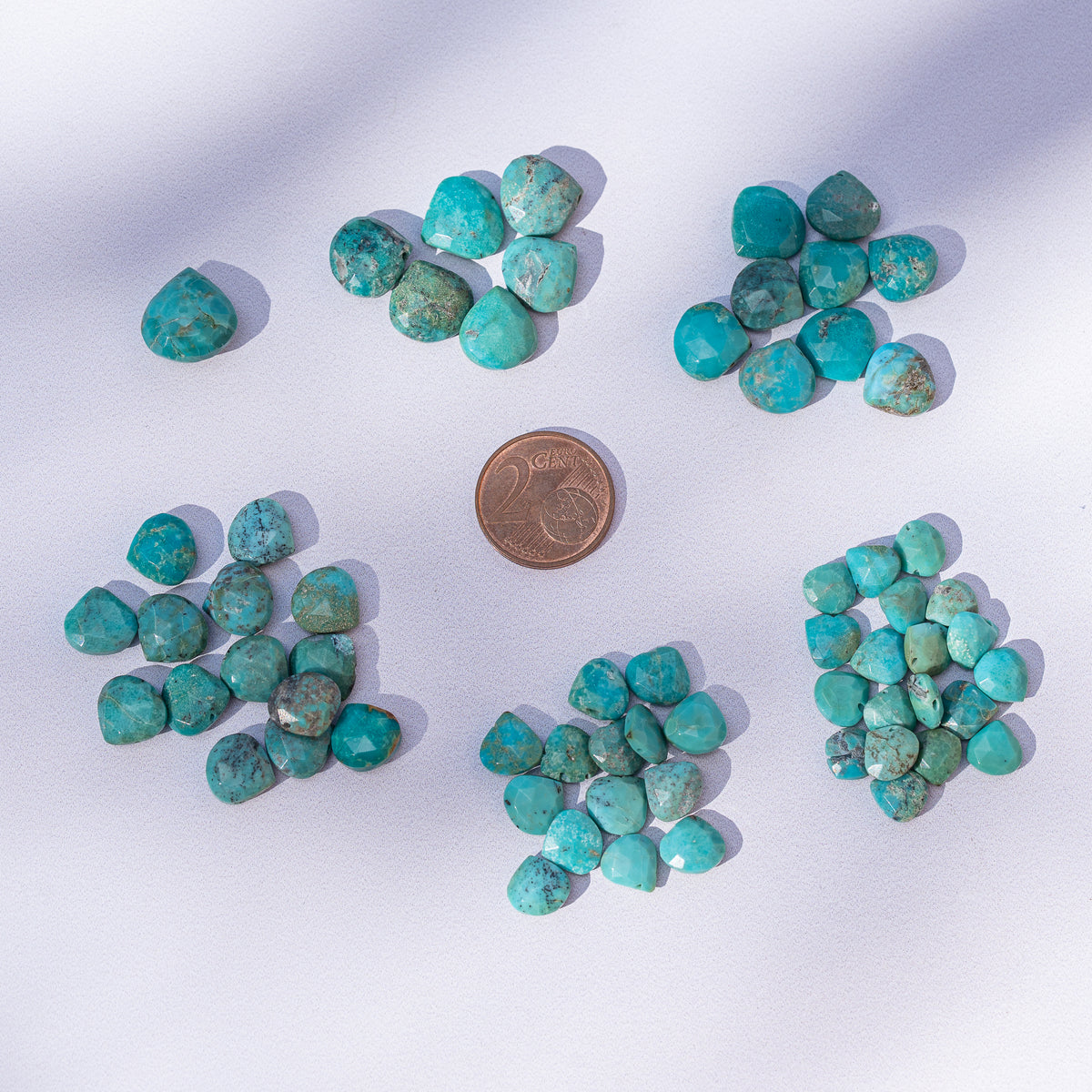 Perles gouttes facettes de Turquoise Arizona de 7 à 13 mm ( à l&