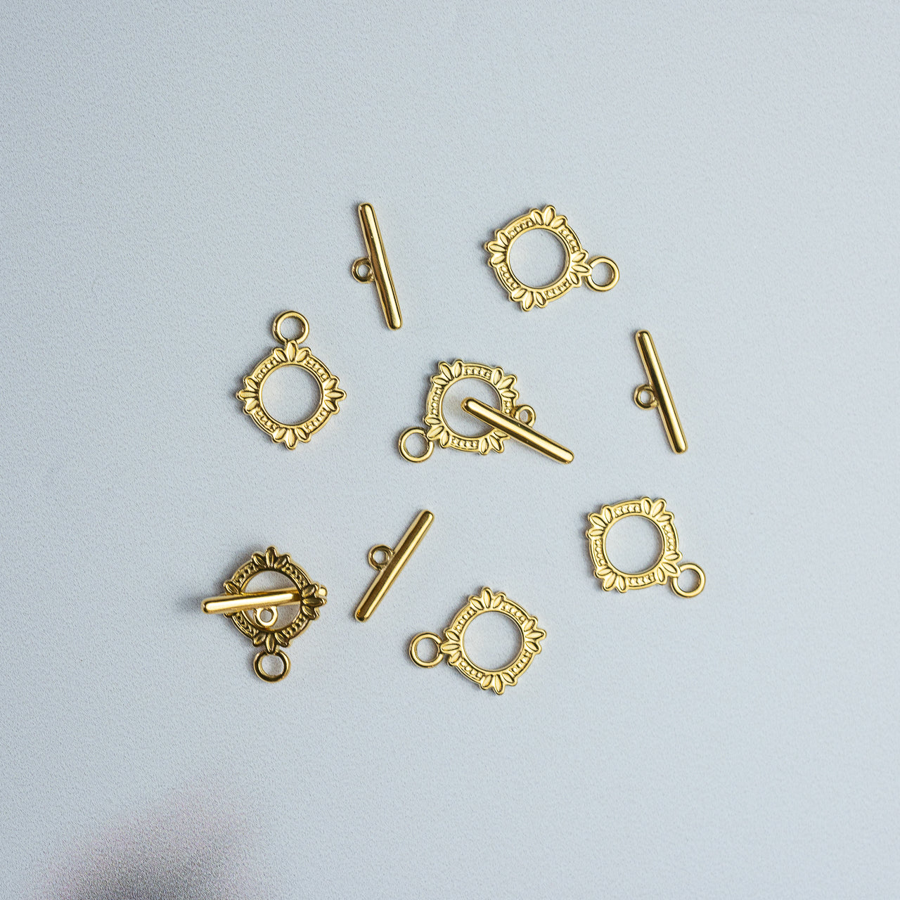 Fermoir T fantaisie en acier inoxydable plaqué or 18k de 14 mm ( à l&