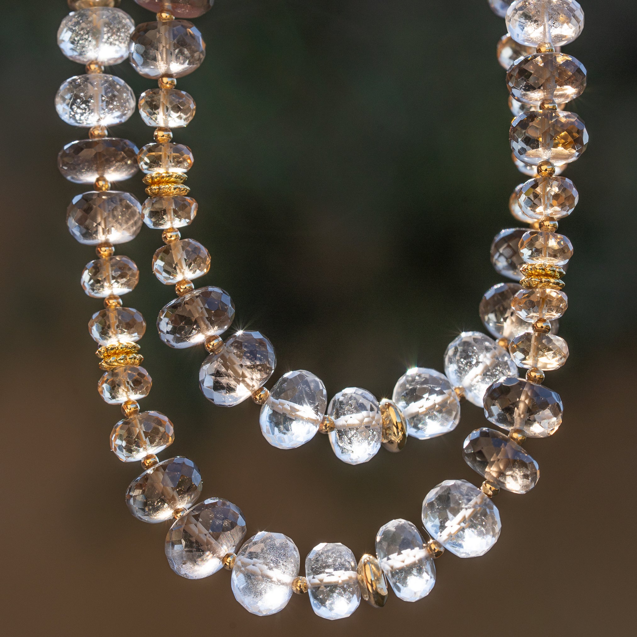 Kit collier en Citrine naturelle, Cristal de roche et Quartz fumé ♡